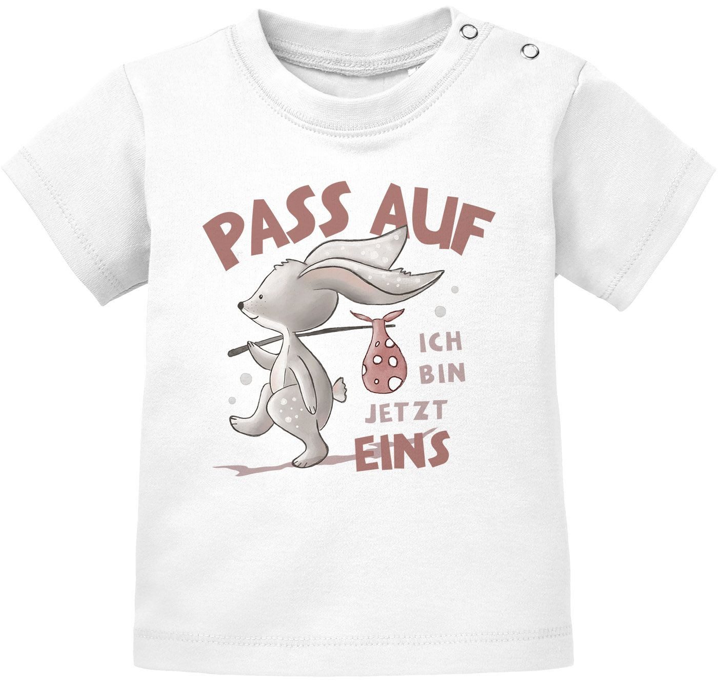 Print-Shirt Baby T-Shirt mit Spruch zum Geburtstag Ich bin jetzt Eins, Zwei