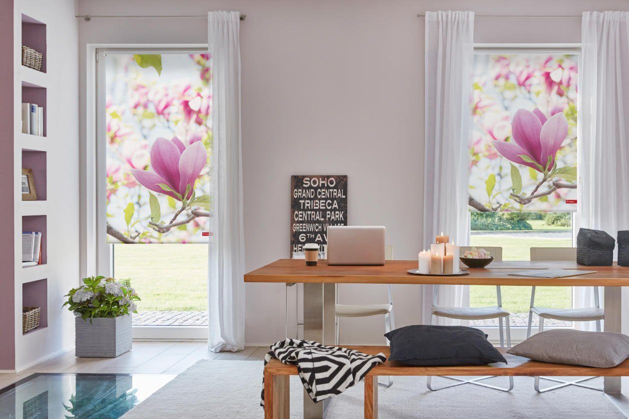 Seitenzugrollo Rollo Klemmfix, ohne Bohren, Verdunkelung, Magnolie - Rosa, LICHTBLICK ORIGINAL, verdunkelnd, freihängend, Klemmfix