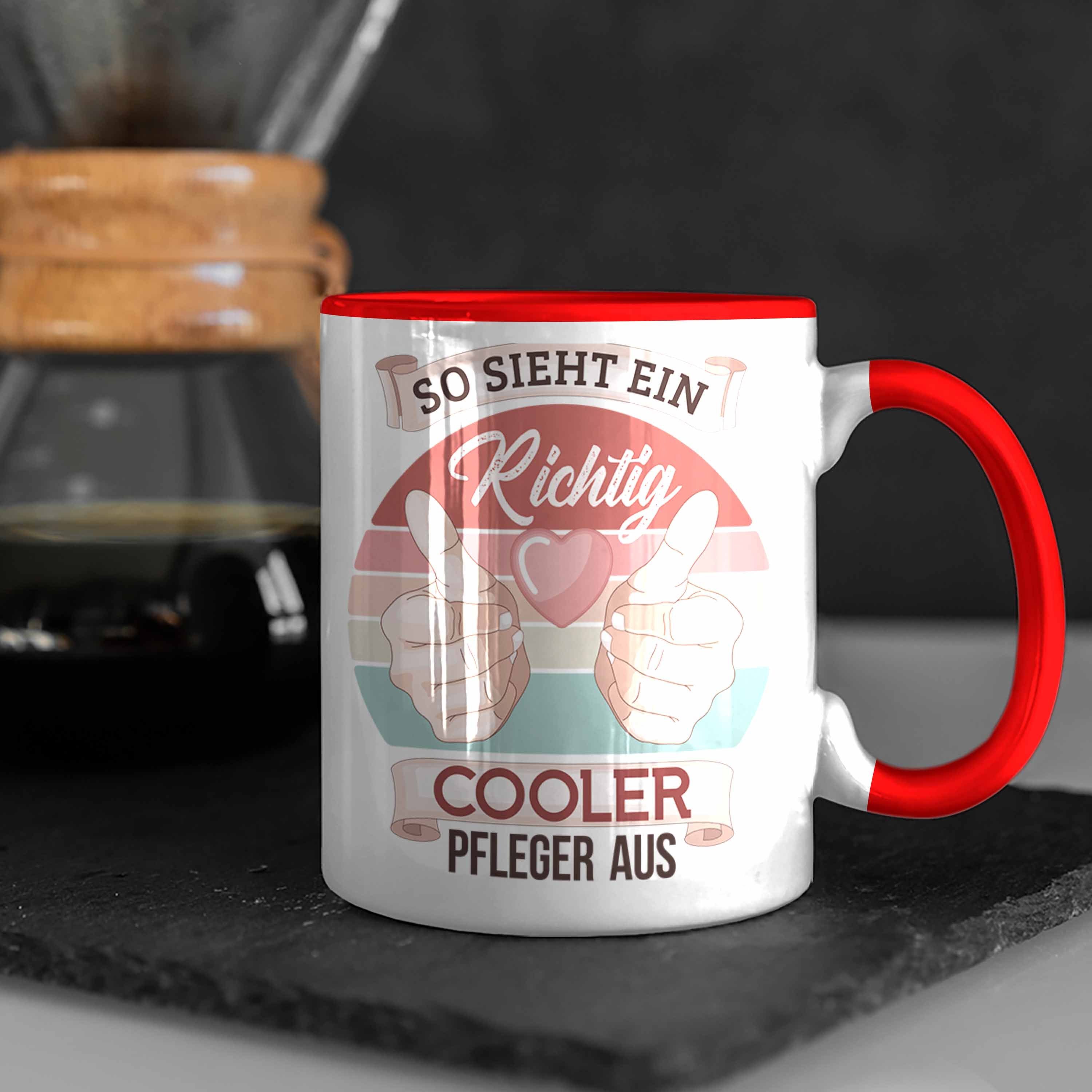 Trendation Altenpfleger Pfleger Pflegekraft Geschenk Krankenpf Tasse Geschenkidee Rot Tasse