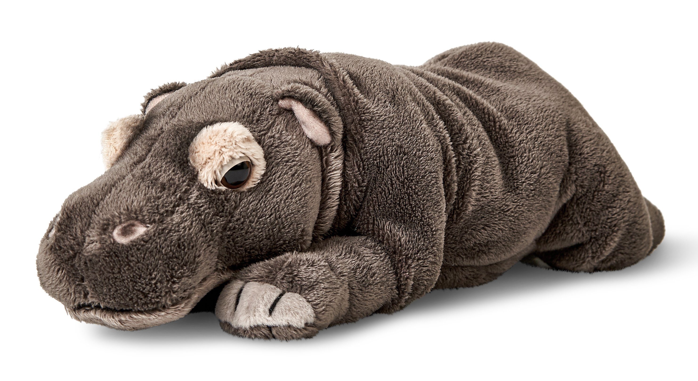 Uni-Toys Kuscheltier Nilpferd, liegend - 30 cm - Plüsch-Hippo, Flusspferd, Plüschtier, zu 100 % recyceltes Füllmaterial