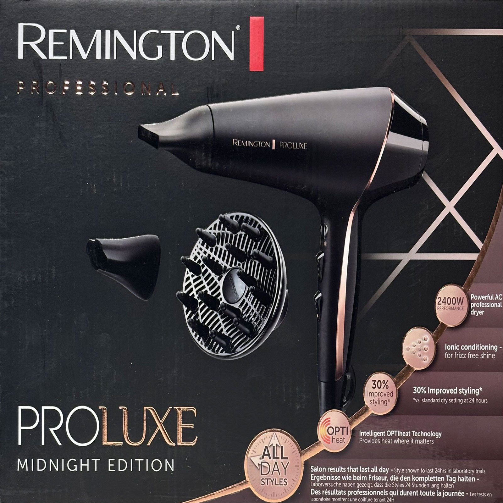 Remington Glätt- und Lockenstab CI91AW PROluxe 4-in-1-Welleneisen, OPTIheat-Technologie, 30 Sekunden Aufheizzeit, Pro +-Einstellung