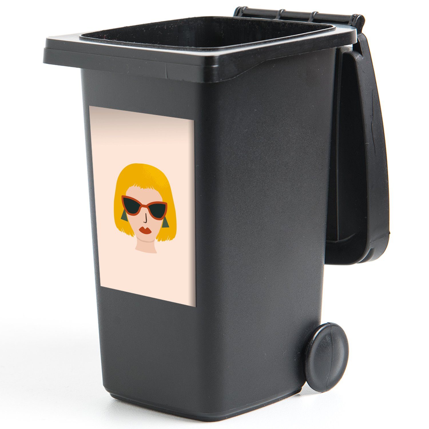 MuchoWow Wandsticker Sommer - Mülltonne, Pastellfarben Sonnenbrillen St), Container, Sticker, (1 Mülleimer-aufkleber, Abfalbehälter - - Frauen
