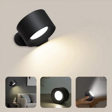 Gontence LED Wandleuchte Wandleuchte LED Wandleuchte Innen, Wandlampe mit Akku 1 Stück, 360° drehbare