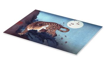 Posterlounge Forex-Bild Katsushika Hokusai, Der Tiger und der Mond, Schlafzimmer Malerei