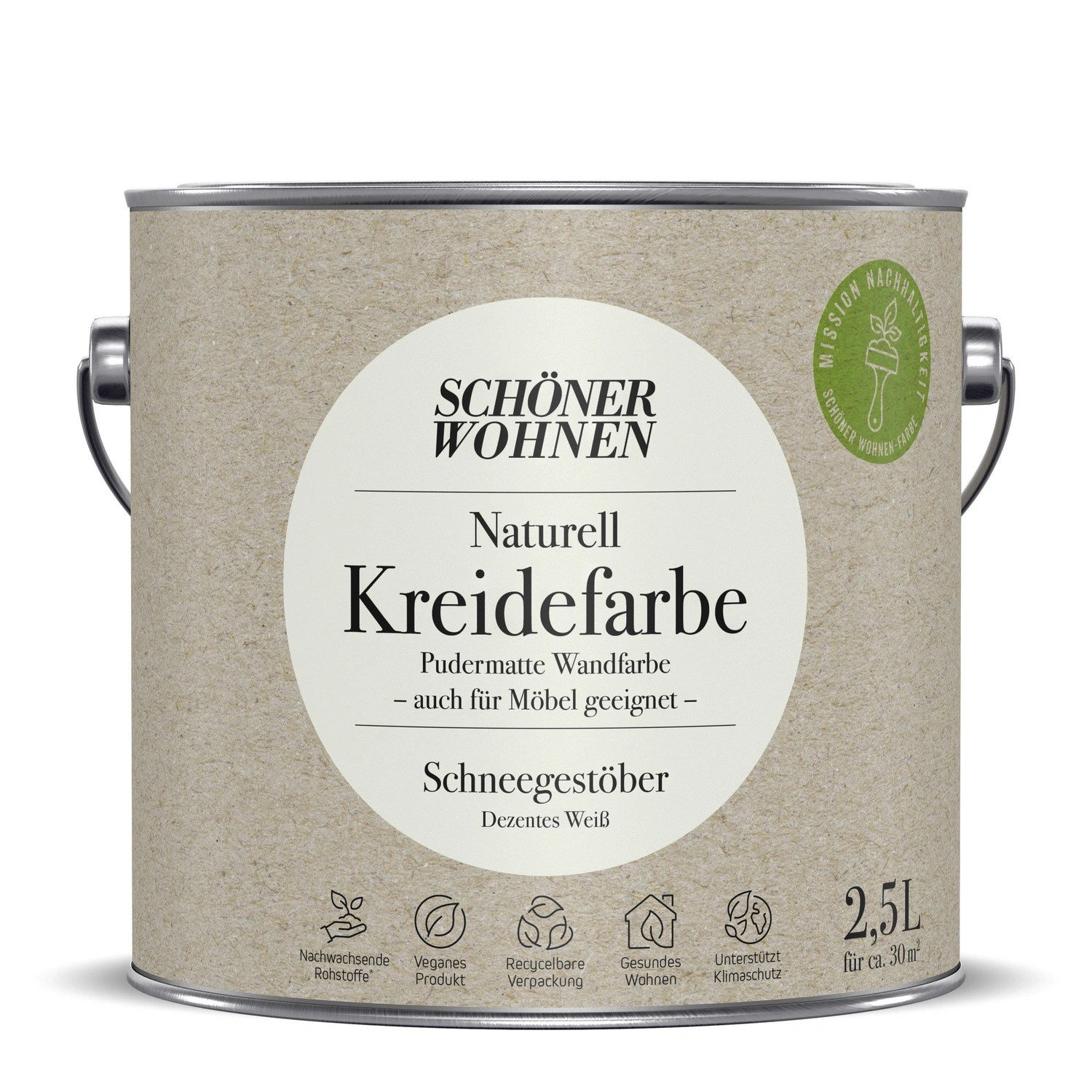 SCHÖNER WOHNEN FARBE Wand- und Deckenfarbe Schneegestöber, Wasserdampfdurchlässig, konservierungsmittelfrei