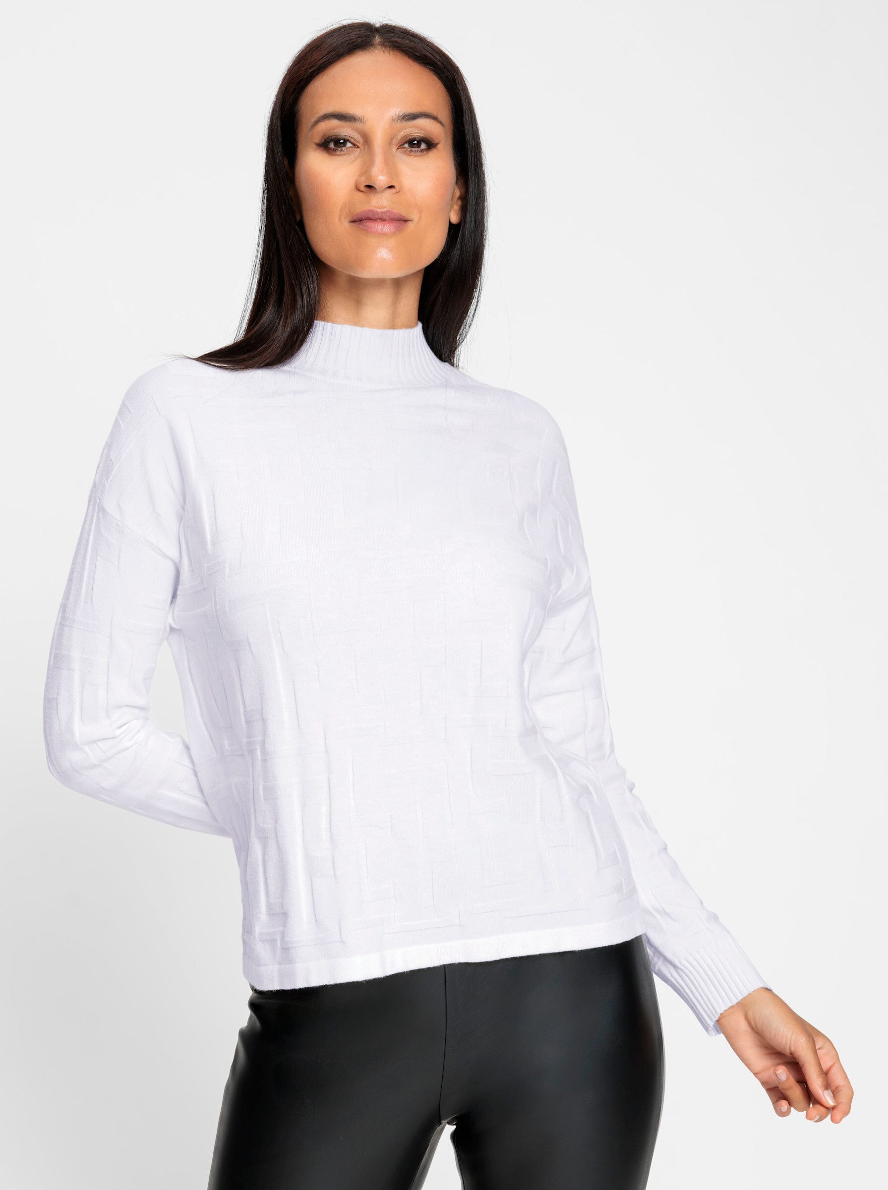 Strickpullover Jacquard-Pullover Langarm Jacquard
