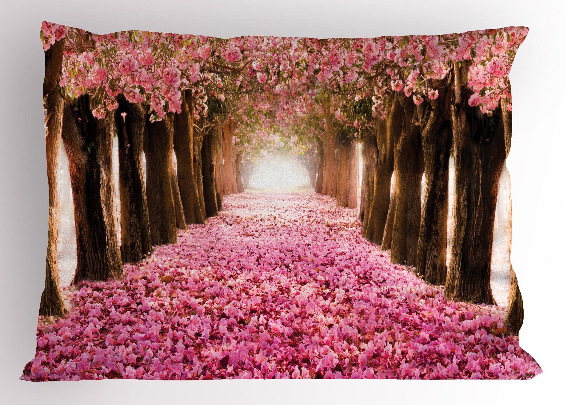Dekorativer Kissenbezug, Standard Petals Fallen Baum-Tunnel Stück), Gedruckter Romantisch (1 Abakuhaus Size King Kissenbezüge