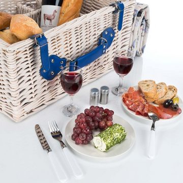 Goods+Gadgets Picknickkorb Weidenkorb (Picknick Geschirr, Besteck, Gläsern, Korkenzieher), für 4 Personen