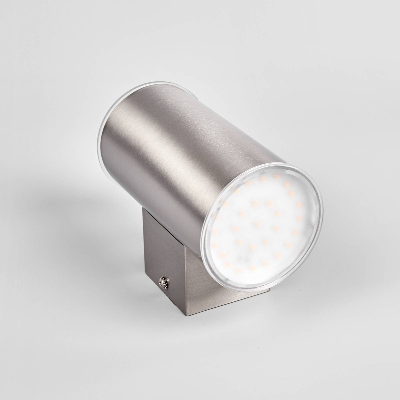 Lindby LED Außen-Wandleuchte Morena, LED-Leuchtmittel Kunststoff, Modern, edelstahl, verbaut, fest flammig, inkl. Edelstahl, 2 warmweiß
