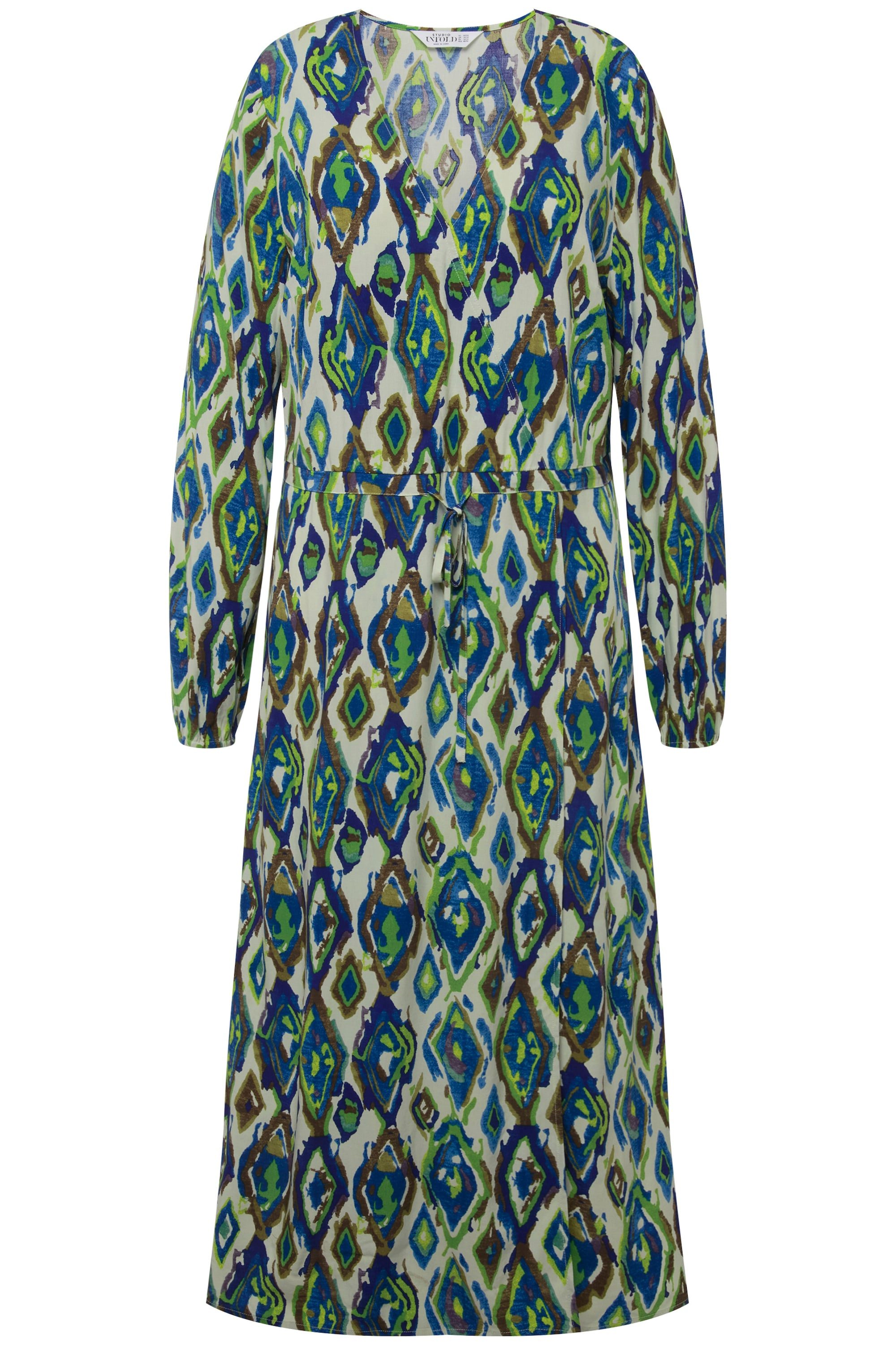 Maxikleid Maxikleid A-Line Rauten-Print V-Ausschnitt