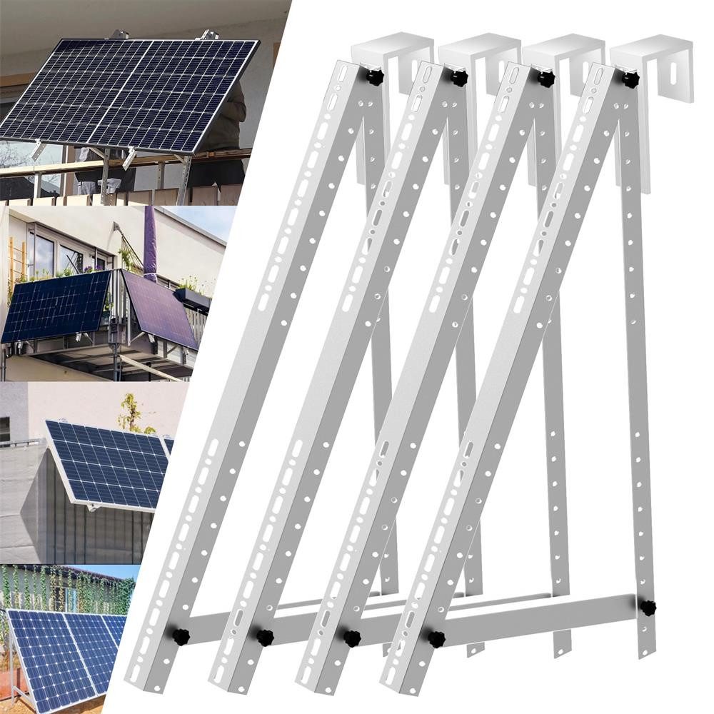 GLIESE Solarmodul-Halterung Solarmodule Halterung balkonkraftwerk halterung Neigungswinkel 0-90°, (Set, 4-tlg., Quadrat-Haken, Verstärkungszubehör, für Balkon Flachdächern Garten Wohnmobile)
