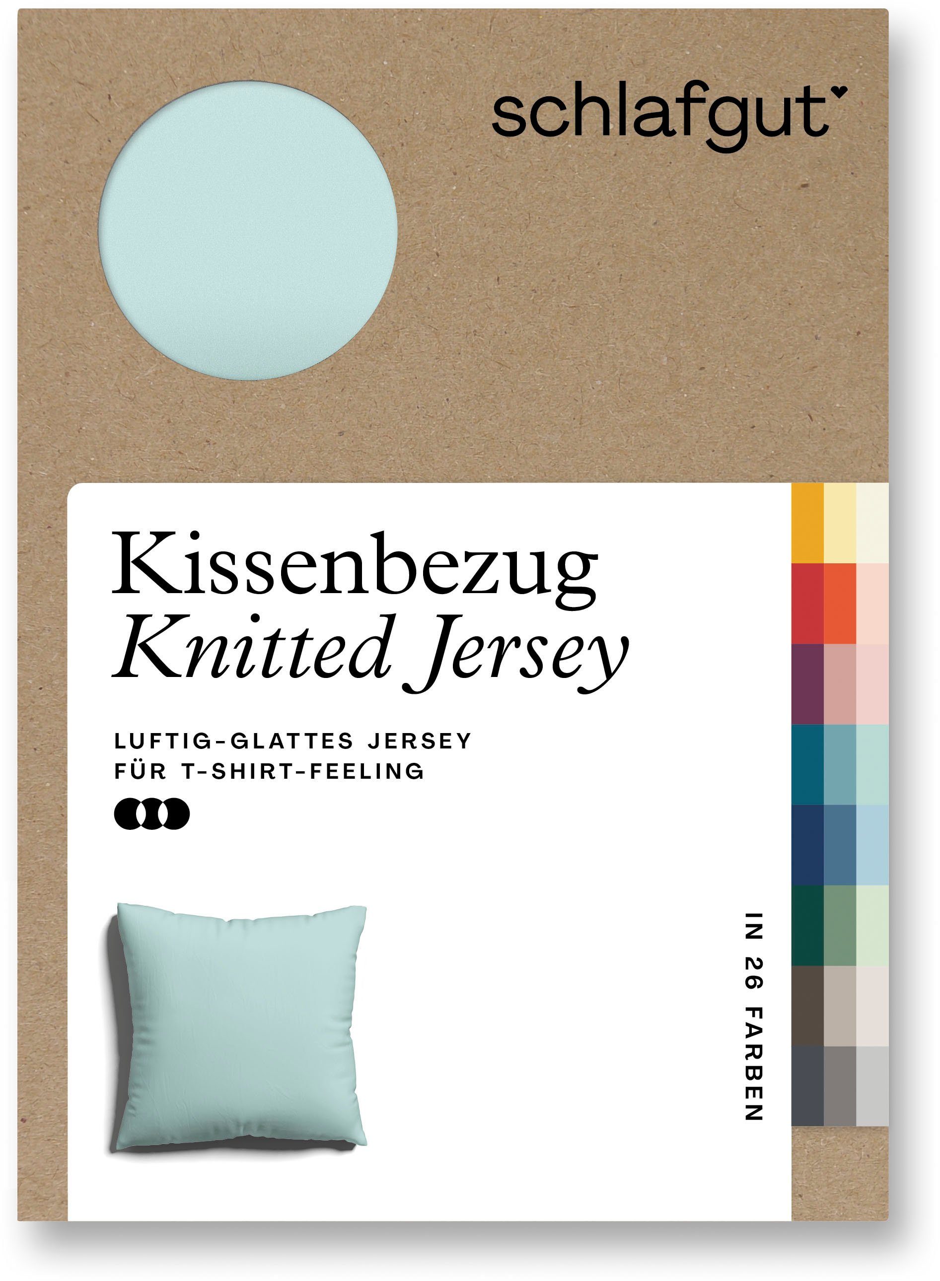 Kissenbezug Knitted Jersey aus Bio-Baumwolle mit Elasthan, bügelfrei, Schlafgut (1 Stück), besonders fein gestrickt, Kissenhülle mit farbigem Reißverschluss