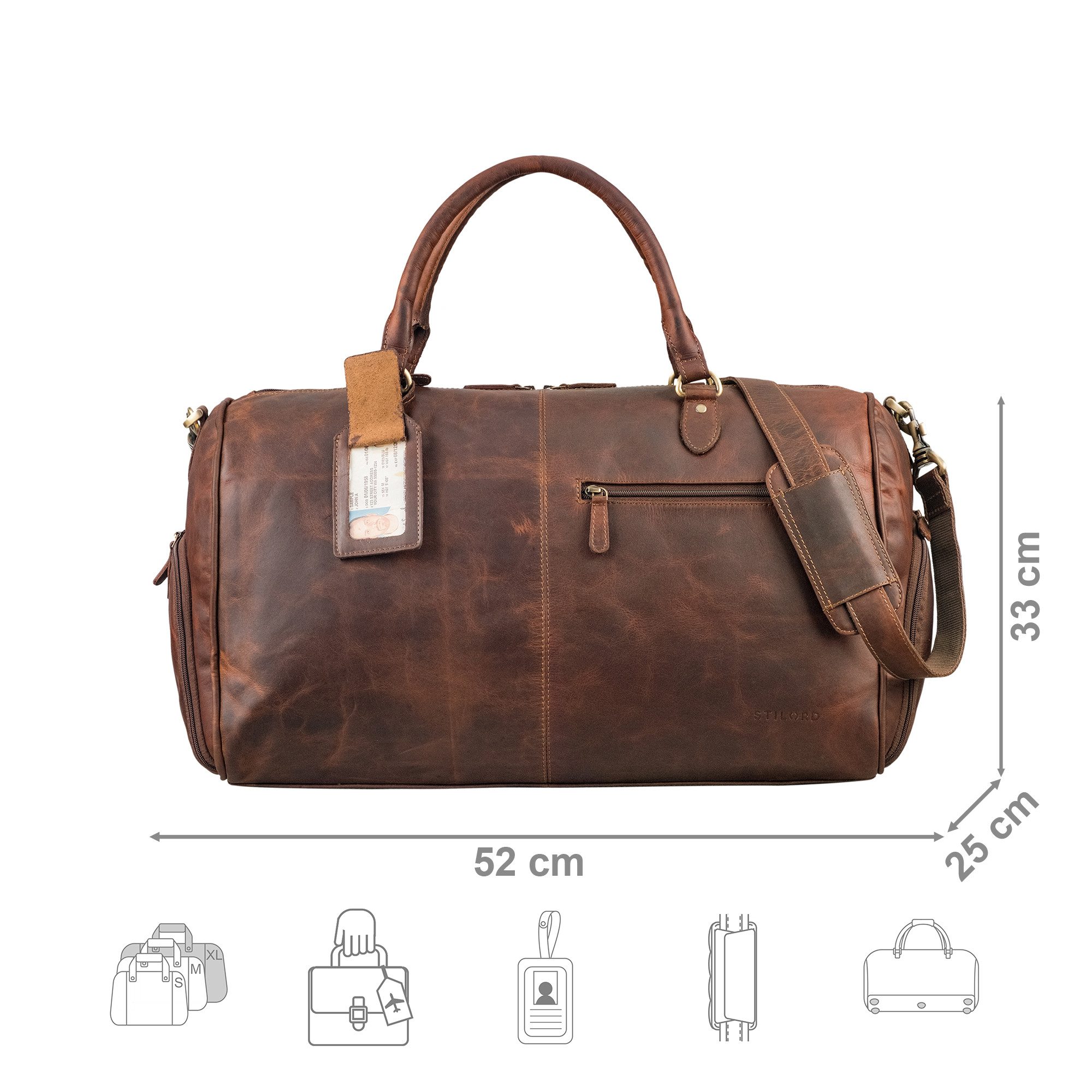 STILORD Weekender "Jermaine" Vintage Leder Reisetasche Weekender mit Schuhfach Groß