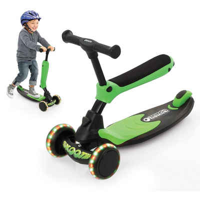 Hauck Laufrad Skootie - Neon Grün, Rutscher & Scooter für Kinder von 1-5 Jahre (LED Lichter & Fußbremse)