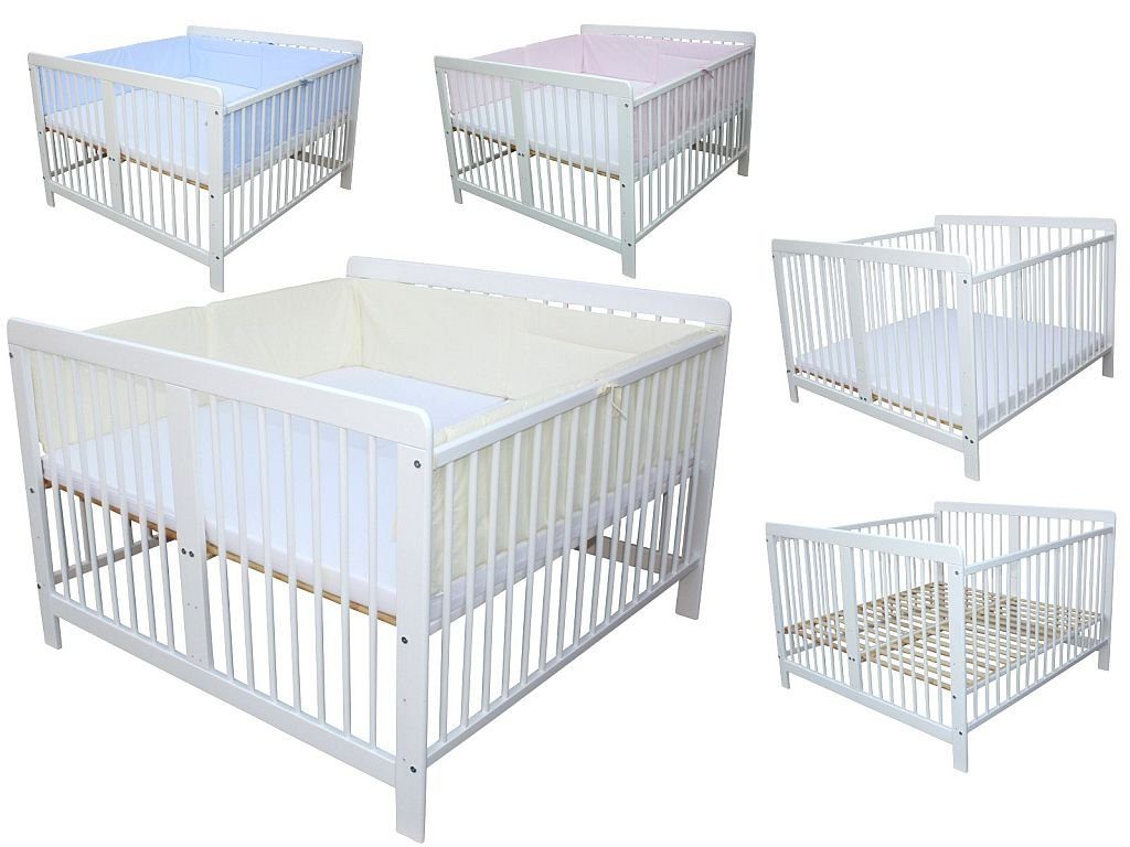 Kinderbett Zwillingsbett Zwillingskinderbett mit 2 Matratzen 120x120cm + Nestchen