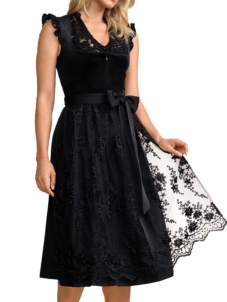 Krüger Madl Dirndl Dirndl Lovira 70cm Länge schwarz günstig online kaufen