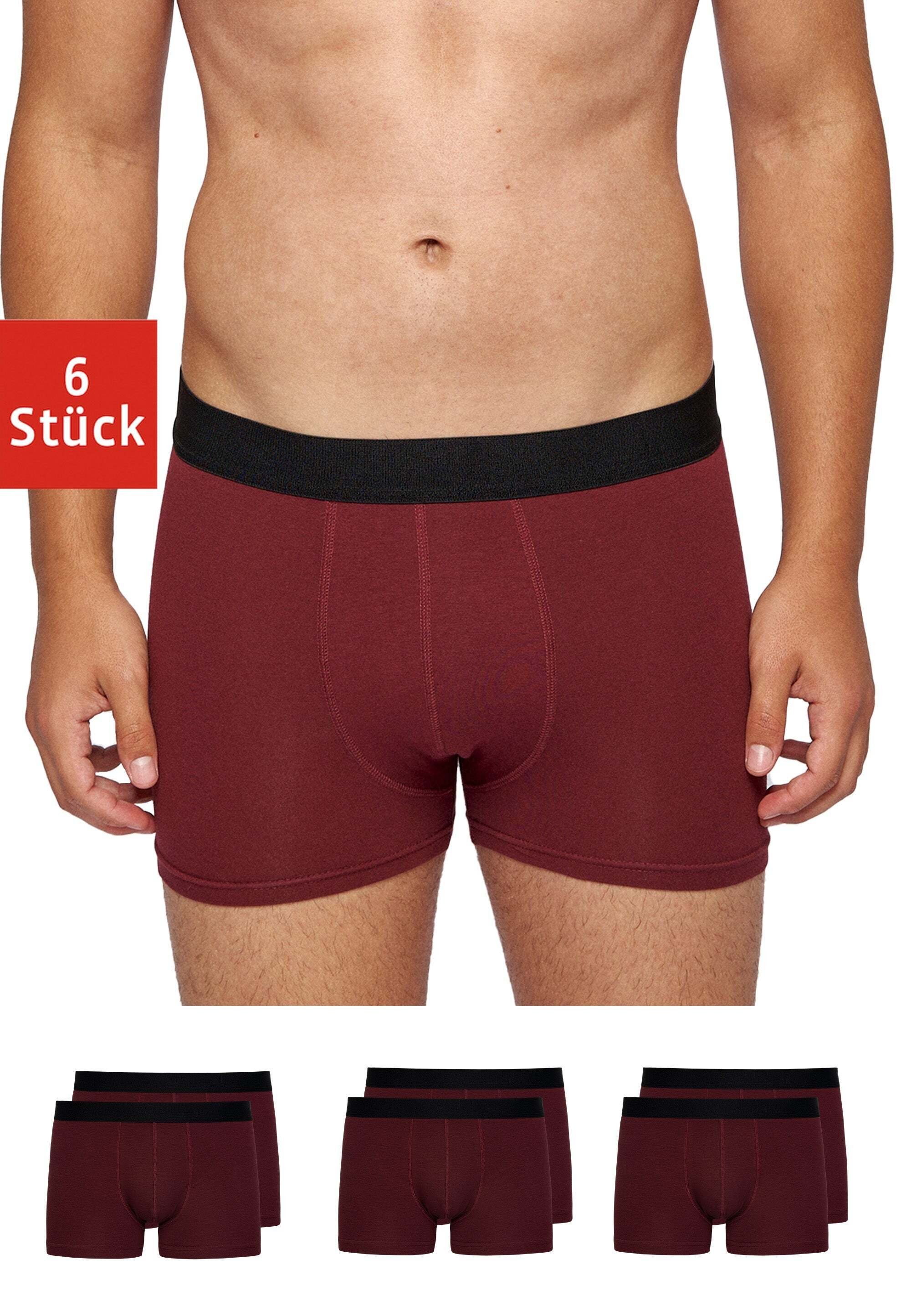 SNOCKS Boxershorts ohne Logo Unterhosen ohne Rot (6-St) Herren Zettel Männer kratzenden Bio-Baumwolle, aus Enge