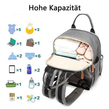 OKWISH Wickelrucksack Wickeltasche Rucksack Baby Multifunktions-Babytaschen Wärmeisolierte (Windeln Babyflasche Milchfläsche Rucksack Tasche mit Flaschenhalter, Multifunktional, Babytasche, Wickelrucksack), tragbarer Wickelauflage Isoliertasche Schnullerhalter Kinderwagengurte