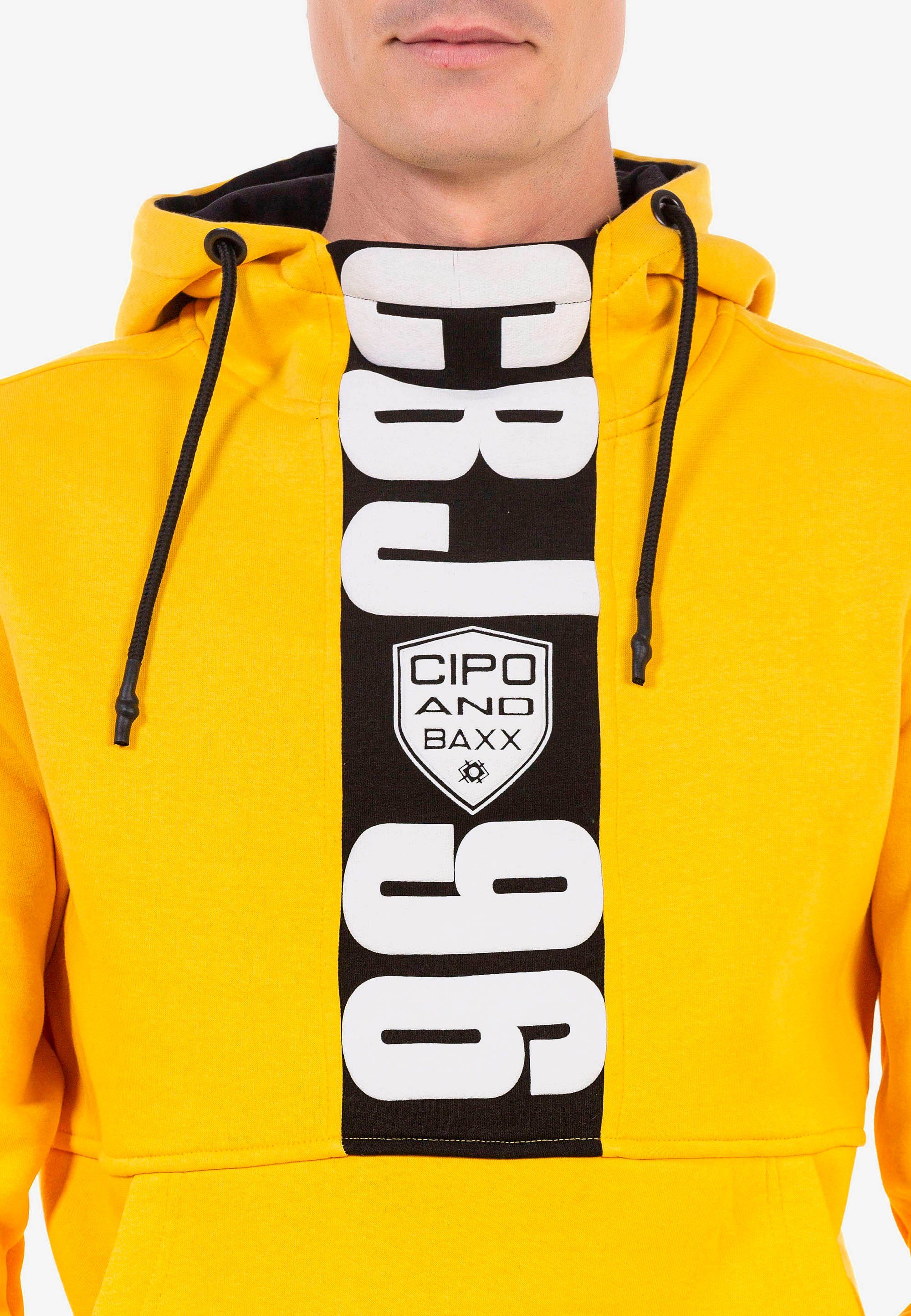 Baxx Kapuzensweatshirt gelb tollen mit Markenprints & Cipo