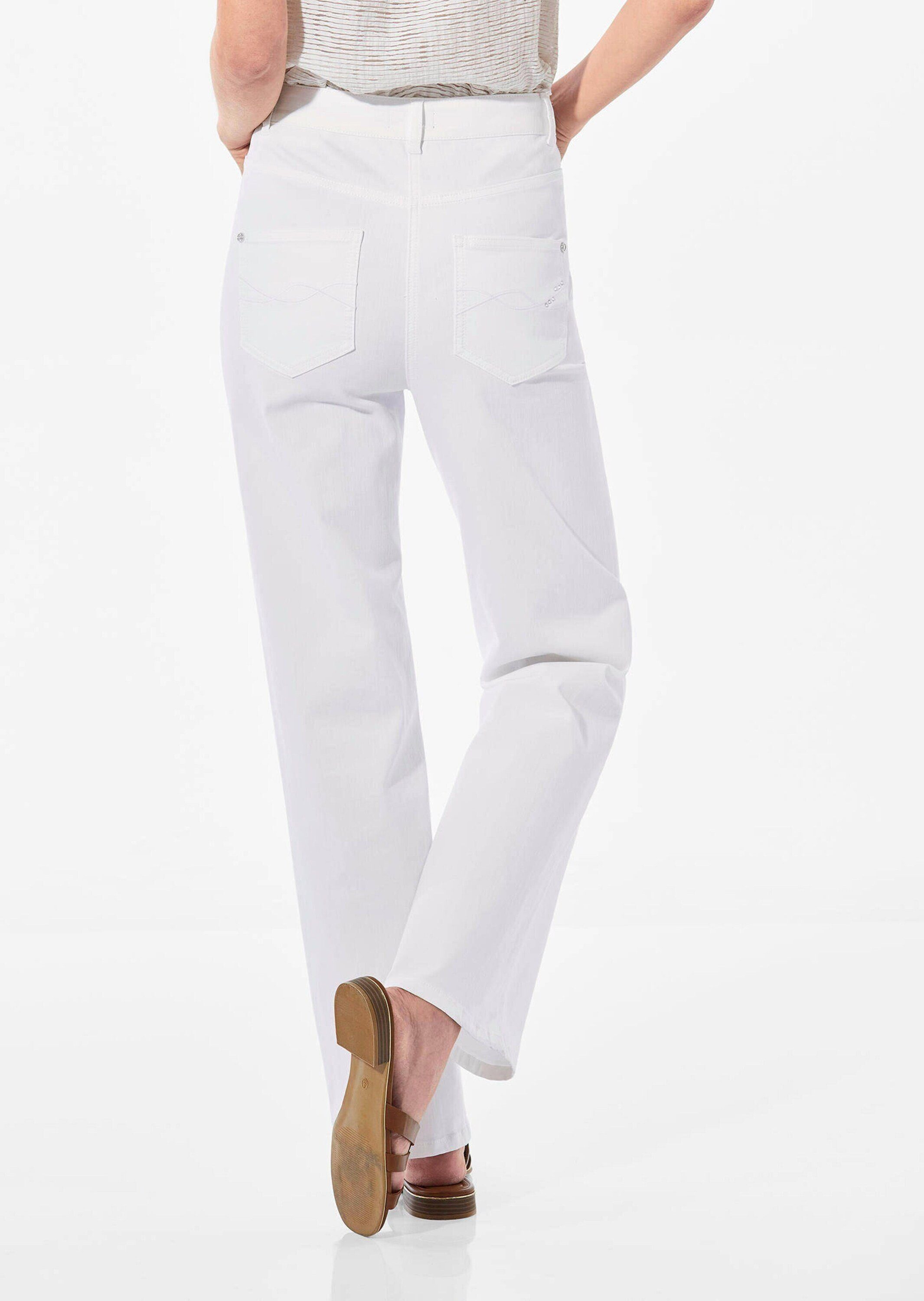 GOLDNER Bequeme Jeans Klassische Denimhose, dezente Waschung Elastische Stoffhose mit Kontrastnähten, Taschen und Knöchellänge