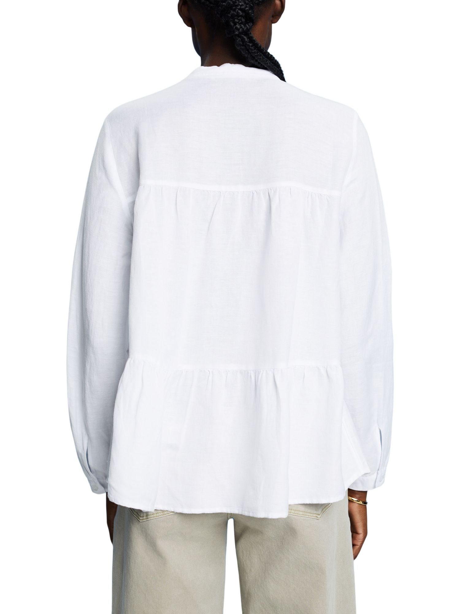 Langarmbluse Esprit WHITE Leinenmix Bluse aus