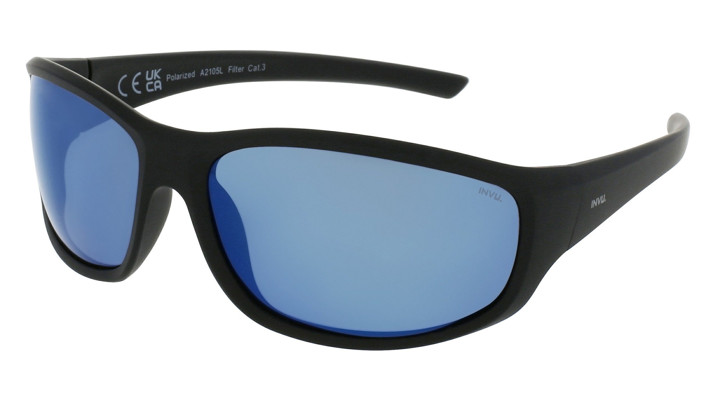 INVU Fahrradbrille INVU Flexi matt schwarz Spiegel blau
