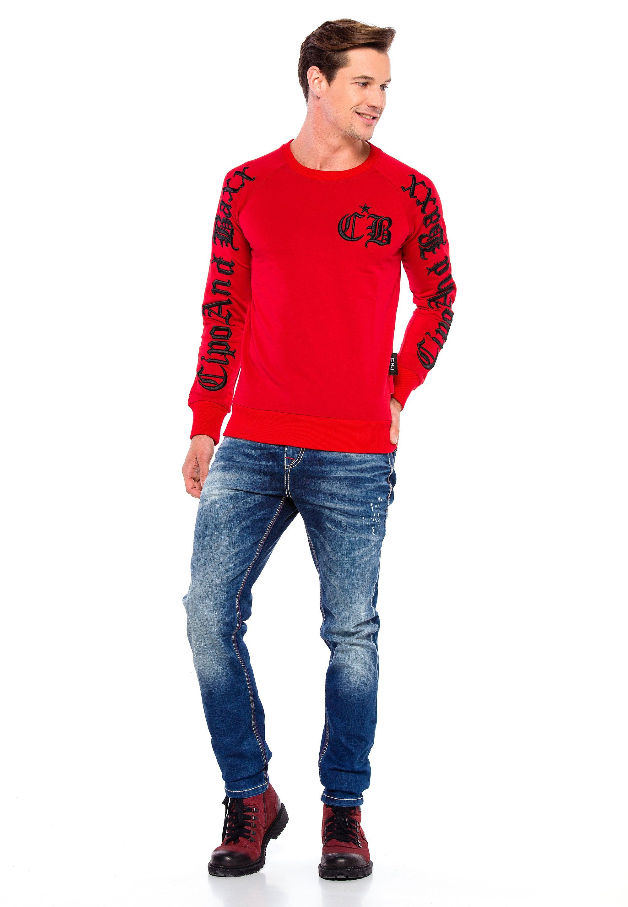 Cipo & Baxx Sweatshirt Stickerei mit cooler rot-schwarz