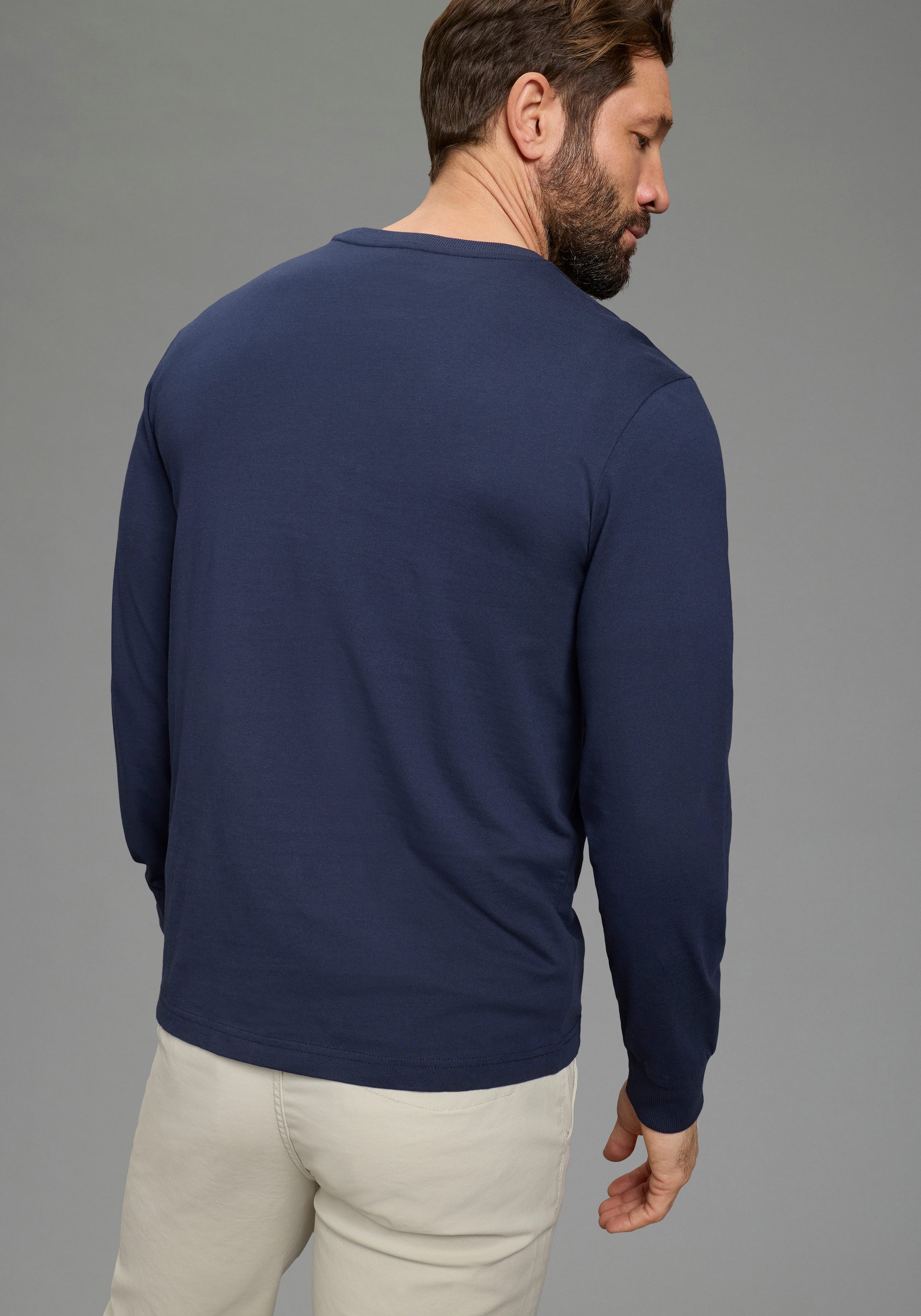Man's World Langarmshirt Neue Kollektion! casual Stil, Langarmshirt, schmale Passform, unifarben