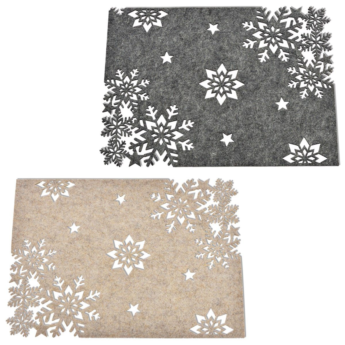 matches21 HOME & HOBBY Platzset Tischsets 4er Set Filz grau Weihnachtsdeko günstig online kaufen