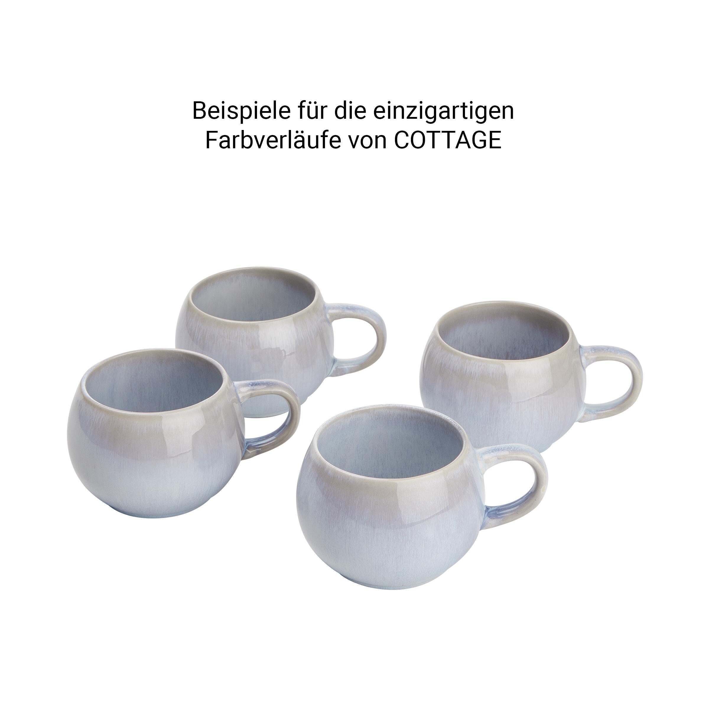 Hellblau BUTLERS Steinzeug Tasse 4x Tasse COTTAGE 350ml,