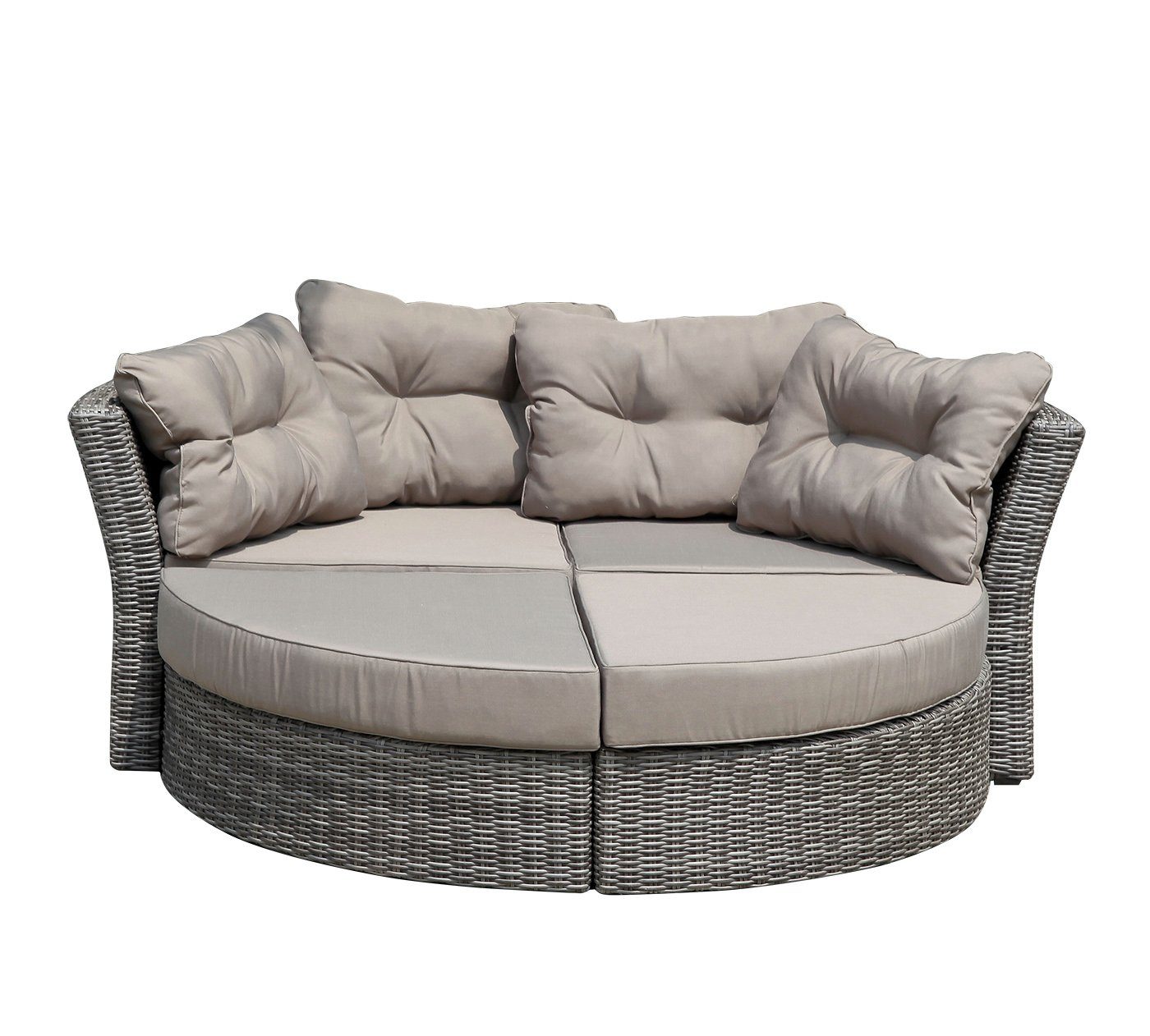 DEGAMO Multifunktionsliege MARBELLA, 1 St., 200cm, Aluminium + Polyrattan grau bicolor, mit Polstern