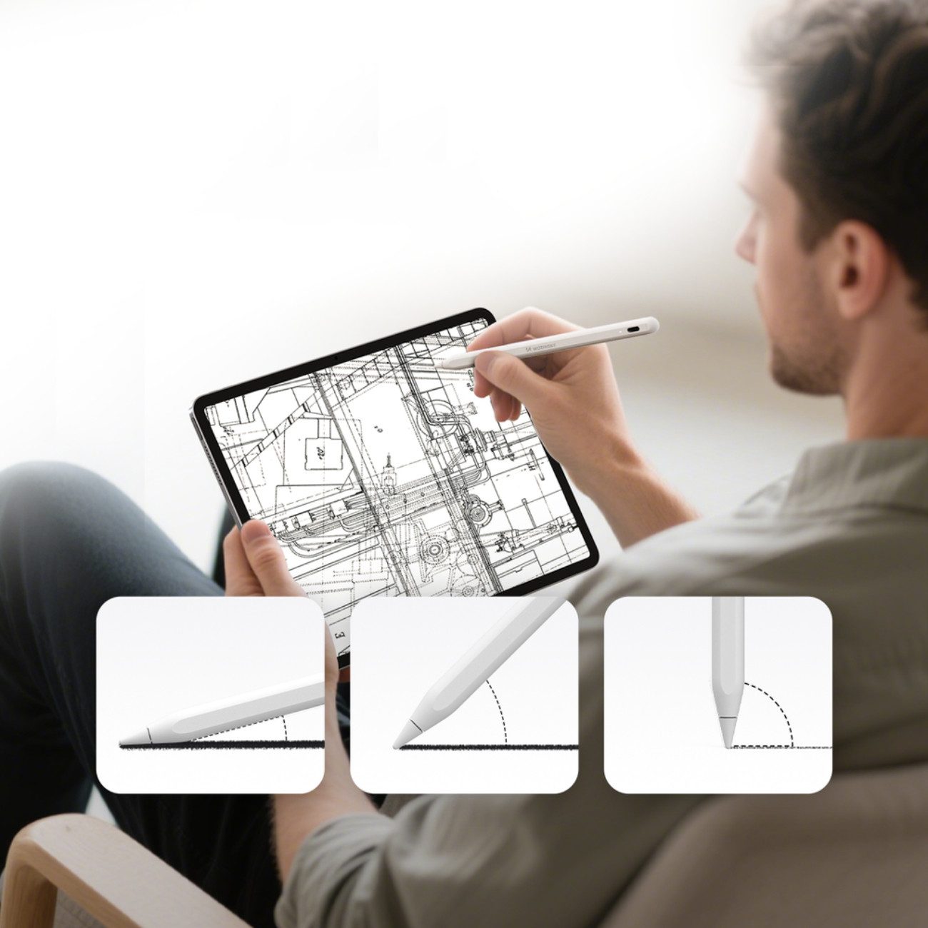 Wozinsky Eingabestift Stylus (Einzelartikel, Einzelartikel) iPad Stylus mit 0,1mm Präzision, Palm Rejection & USB-C-Schnellladung