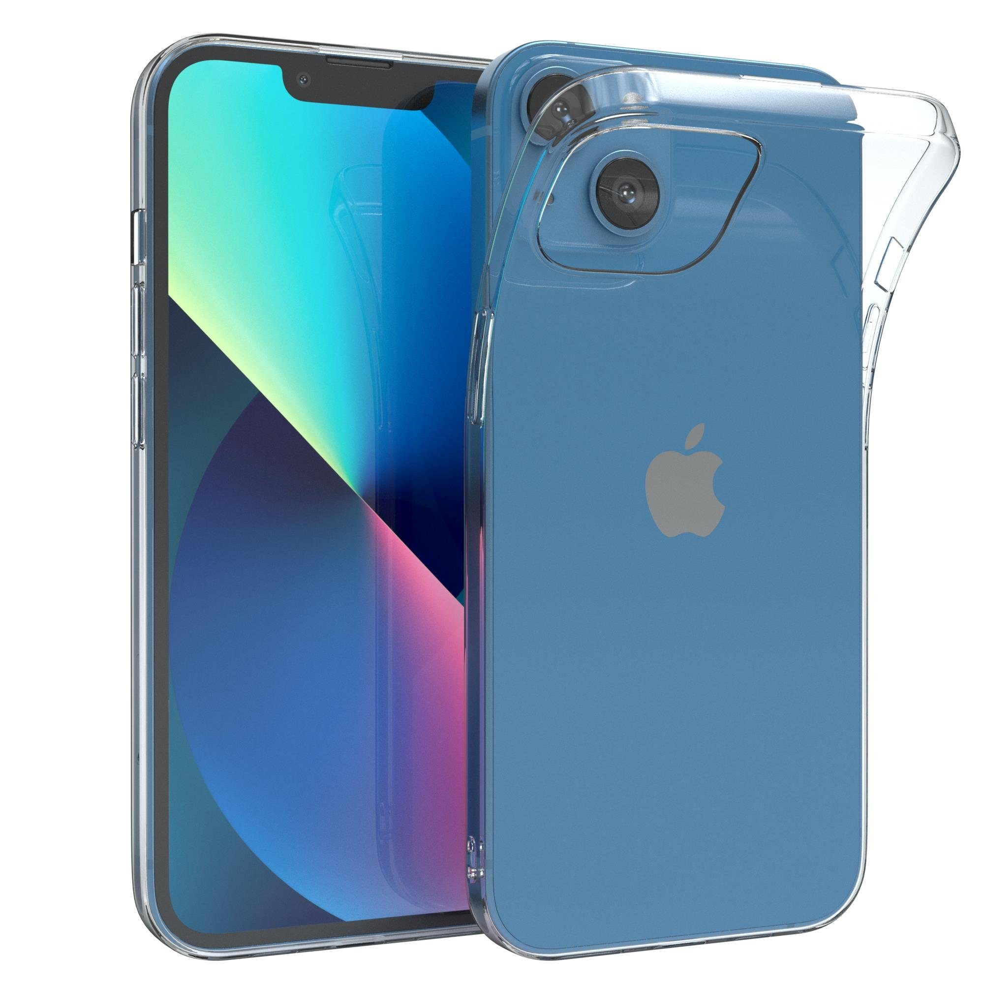 EAZY CASE Handyhülle Slimcover Clear für Apple iPhone 13 6,1 Zoll, durchsichtige Hülle Ultra Dünn Silikon Backcover TPU Telefonhülle Klar