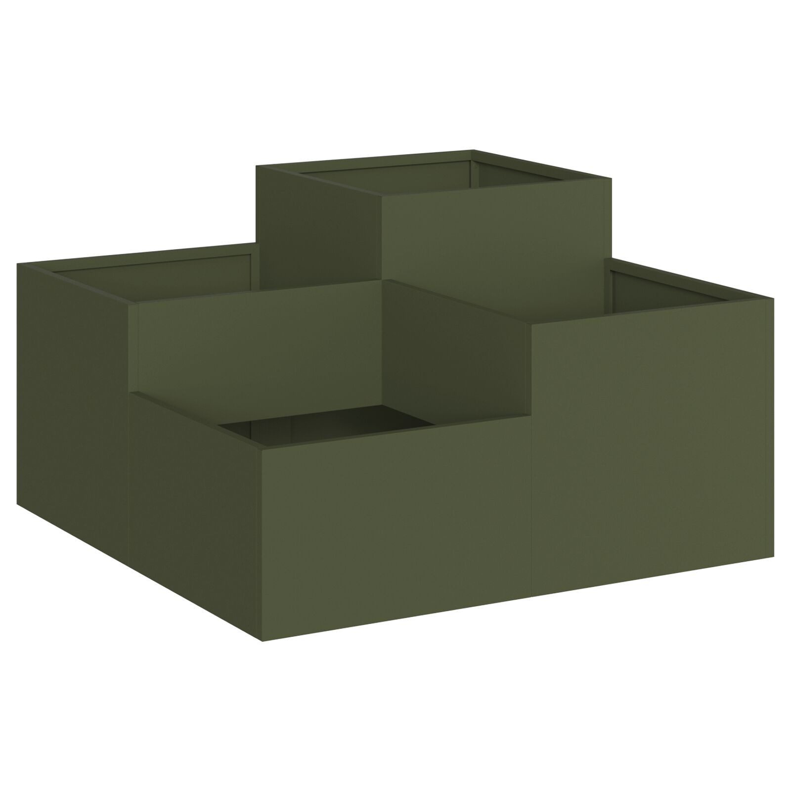 Thumbnail - vidaXL Hochbeet Gartenpflanzer 100x100x48 cm Olivgrüner Stahl