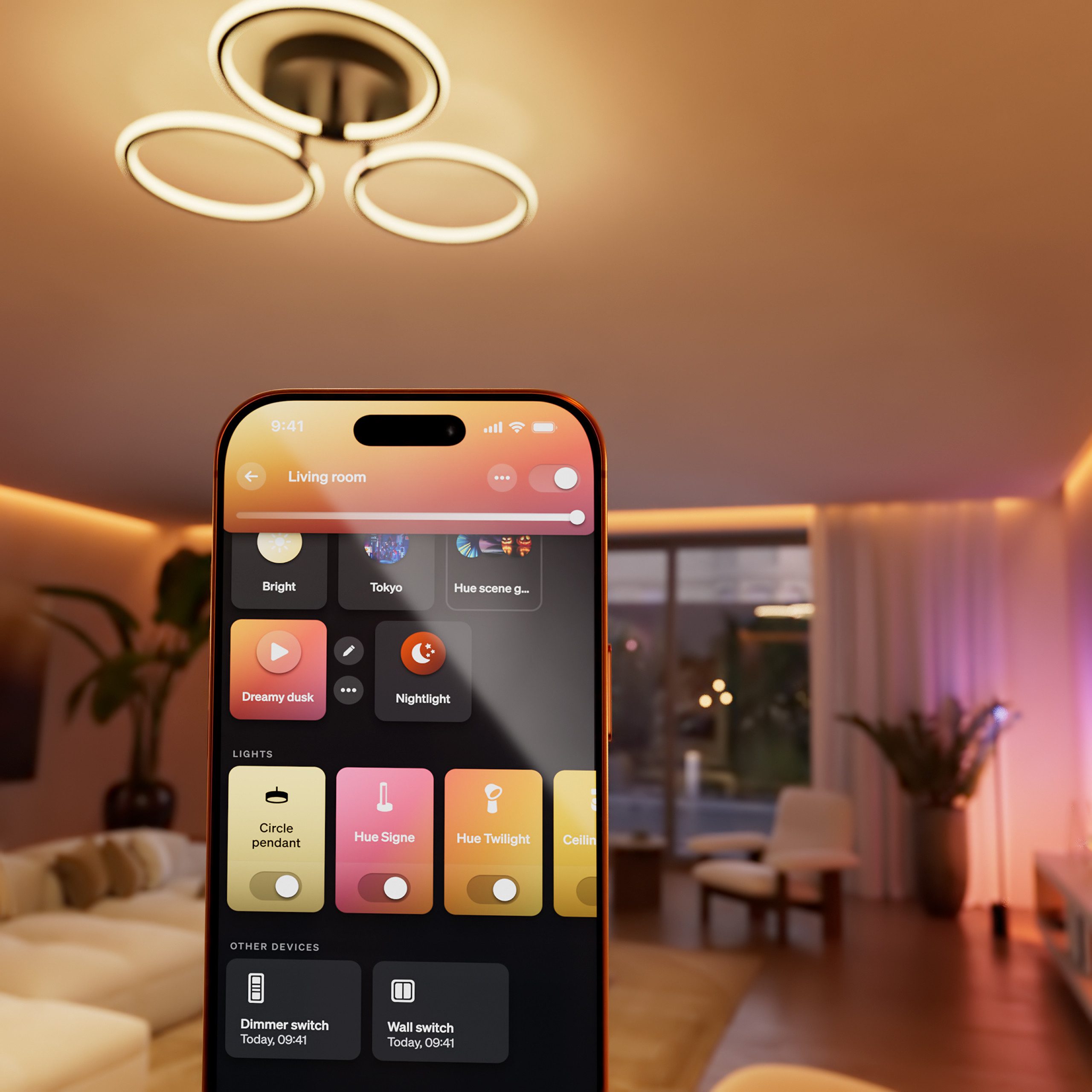 Philips Hue Schalter Wandschaltermodul, für nicht smarte dimmbare Lampen, Netzbetrieb (Packung, 1-St), 1 Kanal /1C (200W LED / 200W Halogen), App‑ & Sprachsteuerung