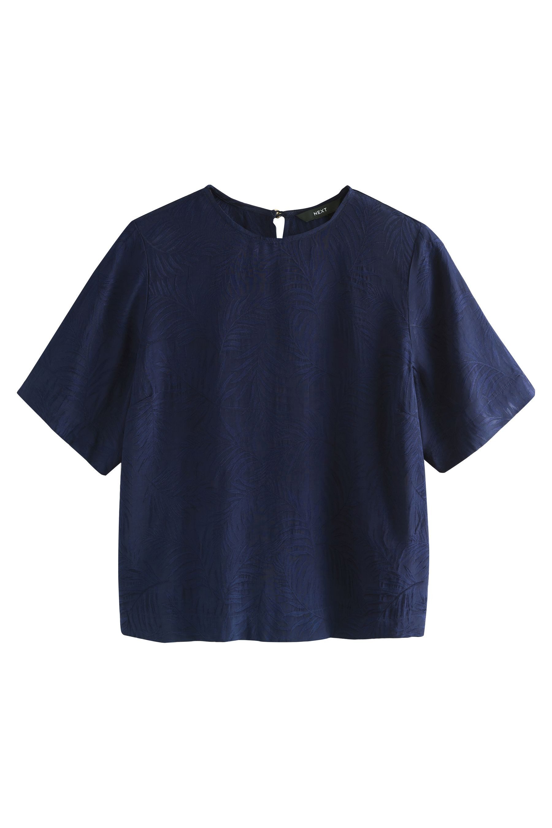 Next Shirtbluse Kastiges T-Shirt aus Jacquard-Satin mit Laubmotiv (1-tlg) günstig online kaufen