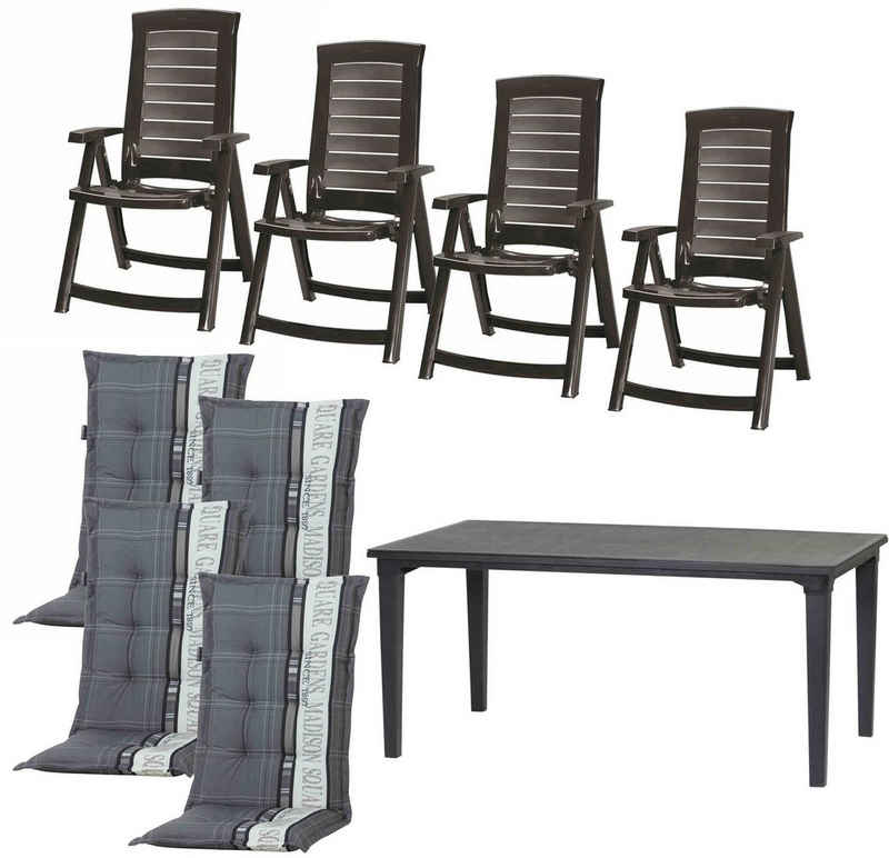 Allibert Garten-Essgruppe Aruba / Futura, (Set, 9-tlg), bestehend aus 4 Sesseln und 1 Tisch