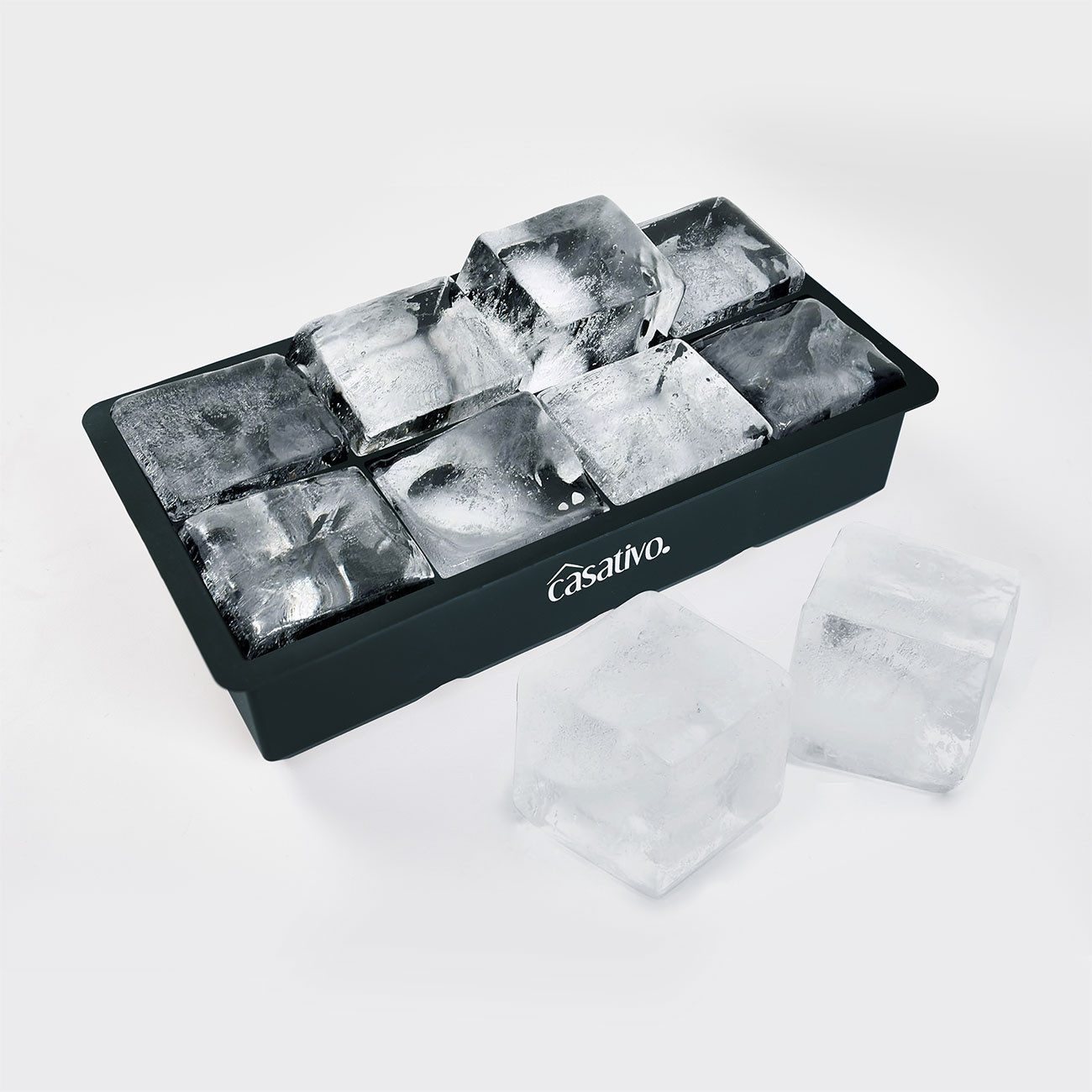 Casativo Eiswürfelform XXL Silikon Eiswürfelform - 8 große Fächer 5x5cm - BPA-frei, (3-tlg), XXL Silikon Eiswürfelform, 8 Eiswürfel, BPA-frei