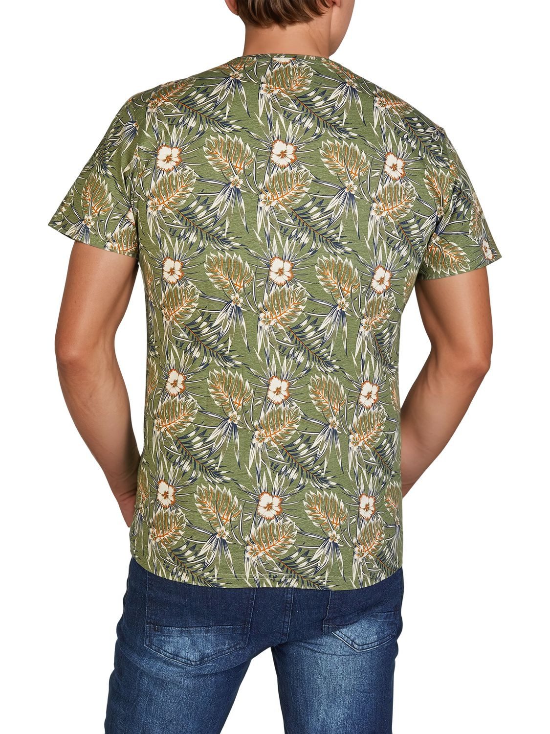 riverso T-Shirt Herren Fotoprintshirt RIVBill Regular Fit (1-tlg) Kurzarm Hawaiishirt mit Rundhalsausschnitt aus 100% Baumwolle