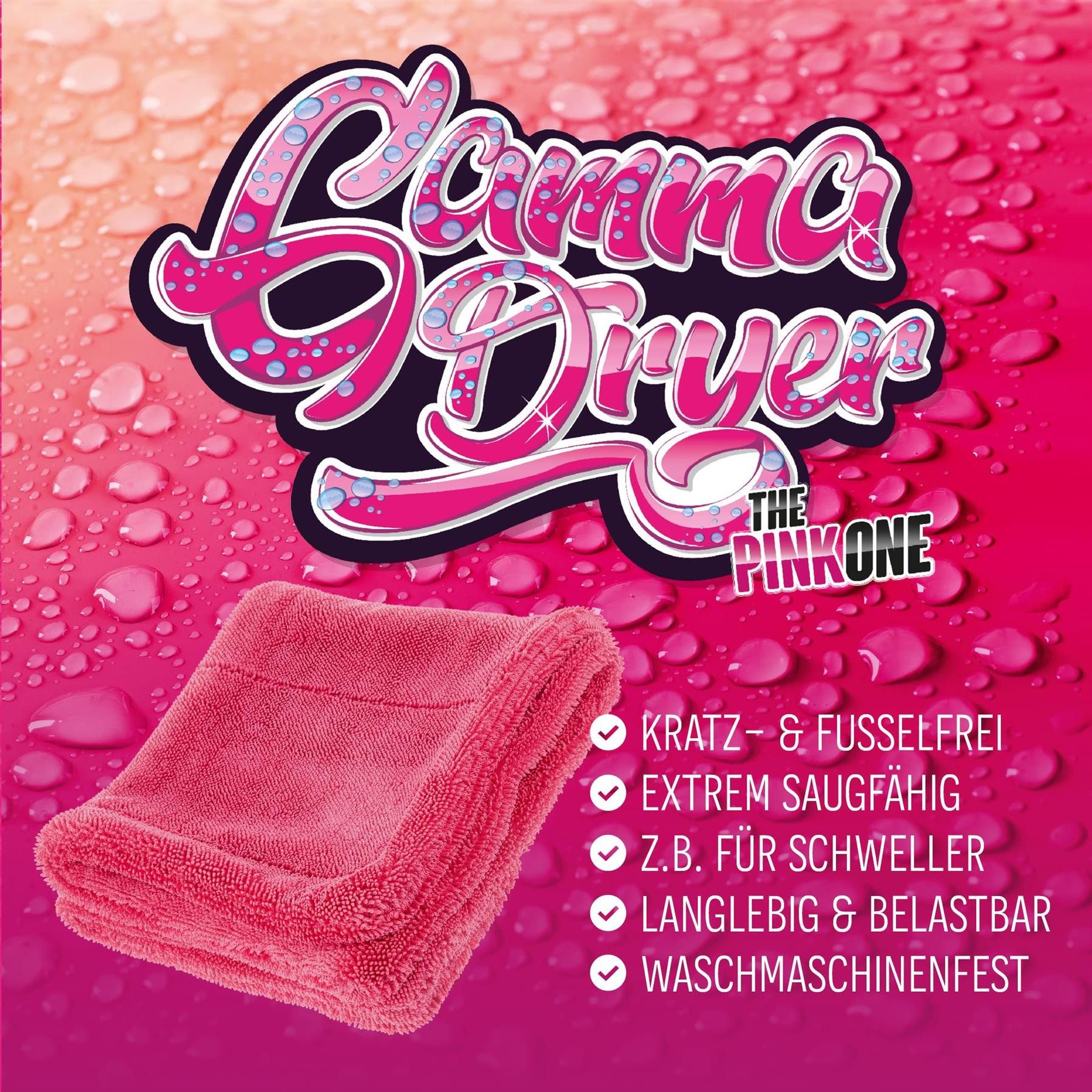 Nuke Guys Microfaser Auto Trockentuch - Gamma Dryer S bis XXL Mikrofasertuch (Microfaser, 40x40 cm, 1-tlg., Gamma Dryer XXL - Pink - 40x40cm 1400GSM)