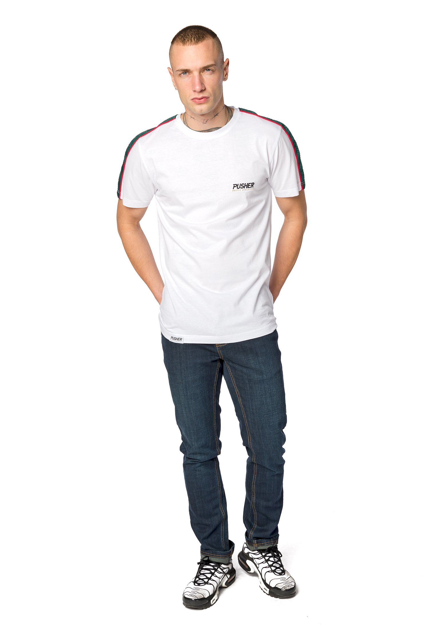 Pusher Apparel T-Shirt Herren Pusher Hustle Small Logo Tee (1-tlg) white