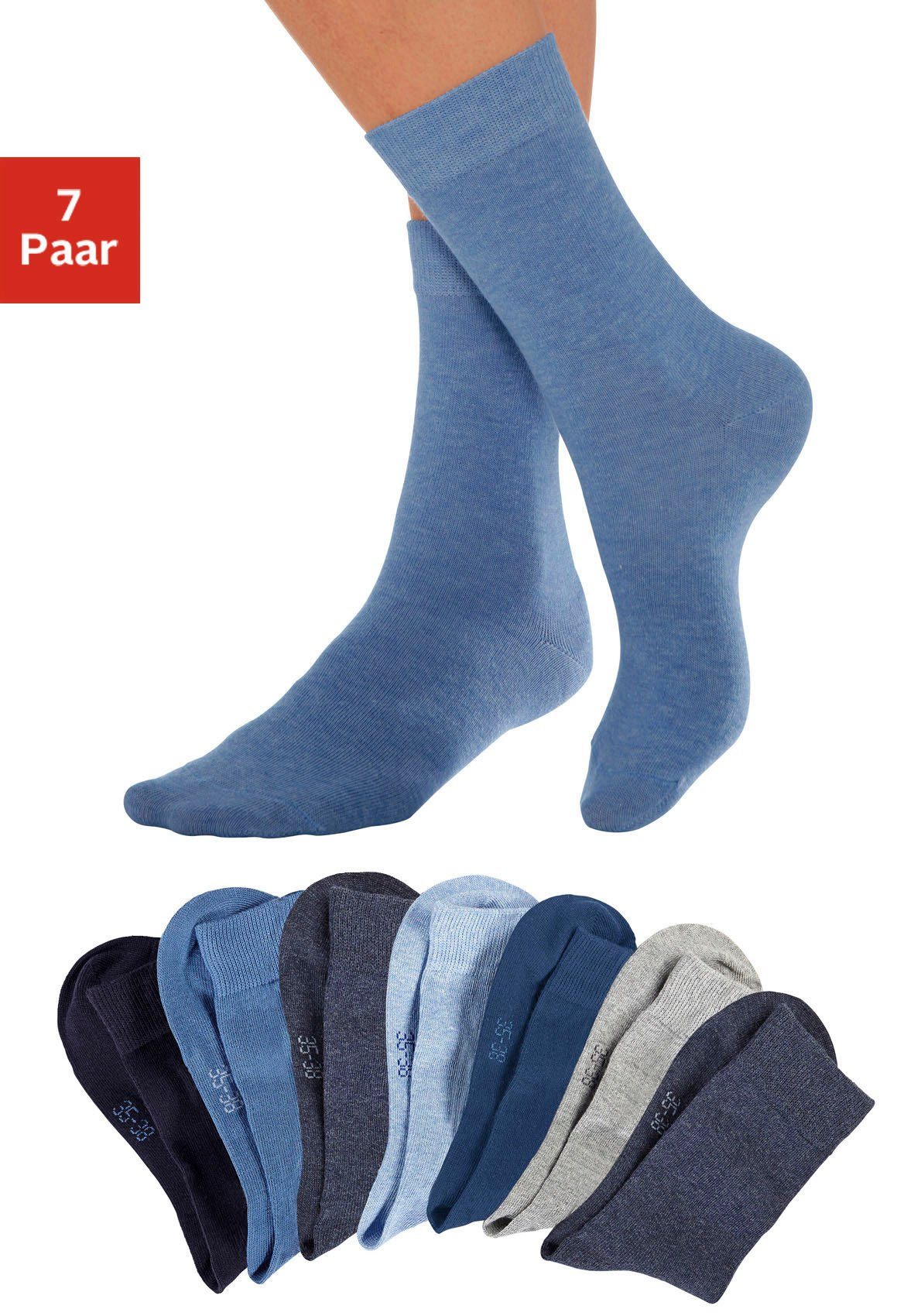 Lavana Basicsocken (Set, 7-Paar) mit druckfreiem Bündchen jeans