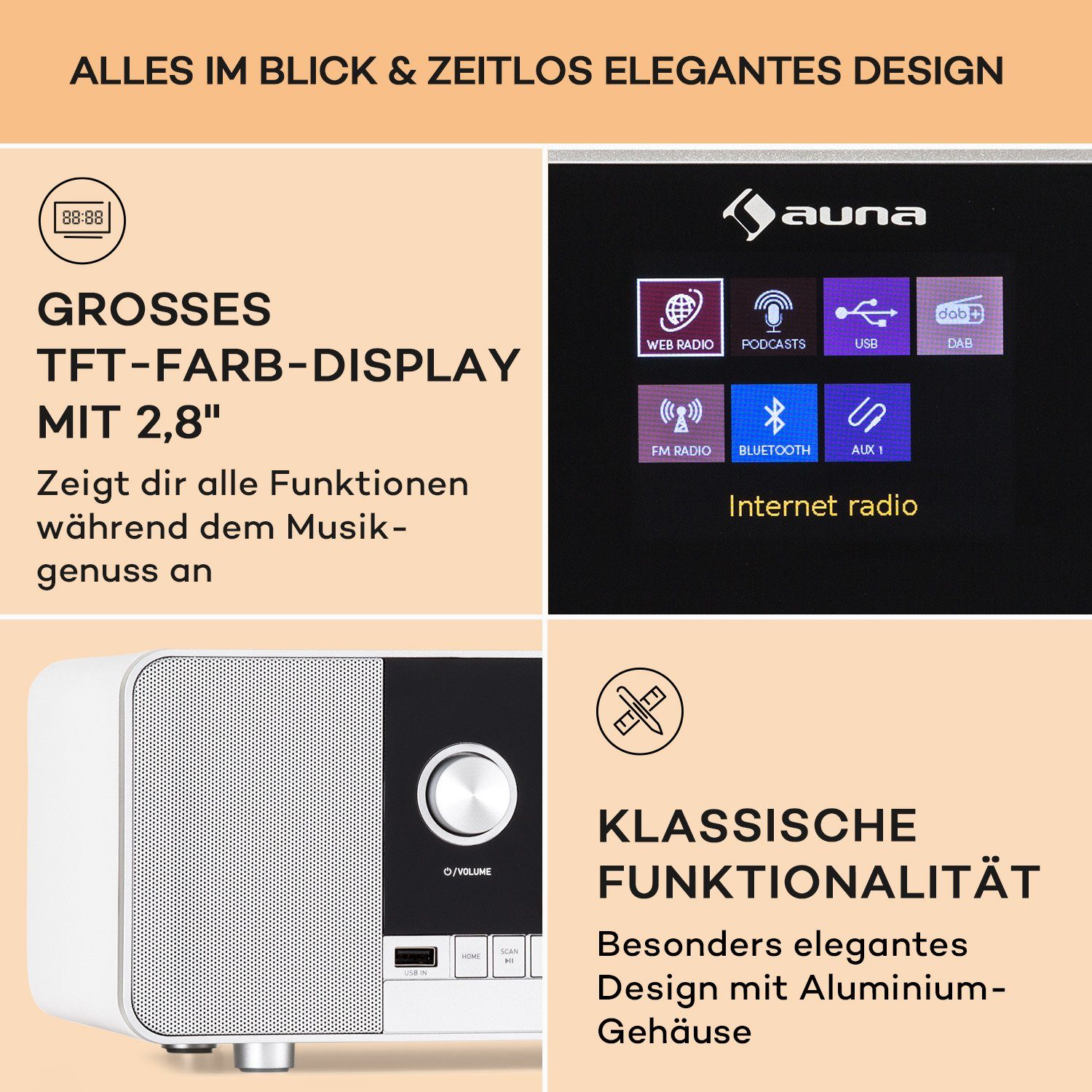 Auna Connect 120 MKII Radio 10 Weiß (DAB+;UKW, W)