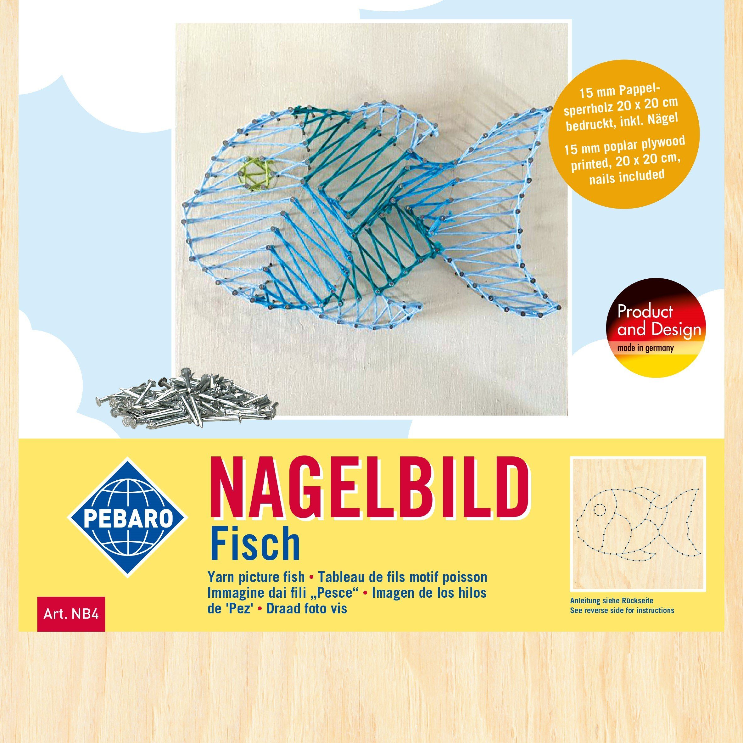 Fadenspannbild, String Nagelbild, Fadenbild, Fisch, mit Kreativset Pebaro Motiv Art NB4