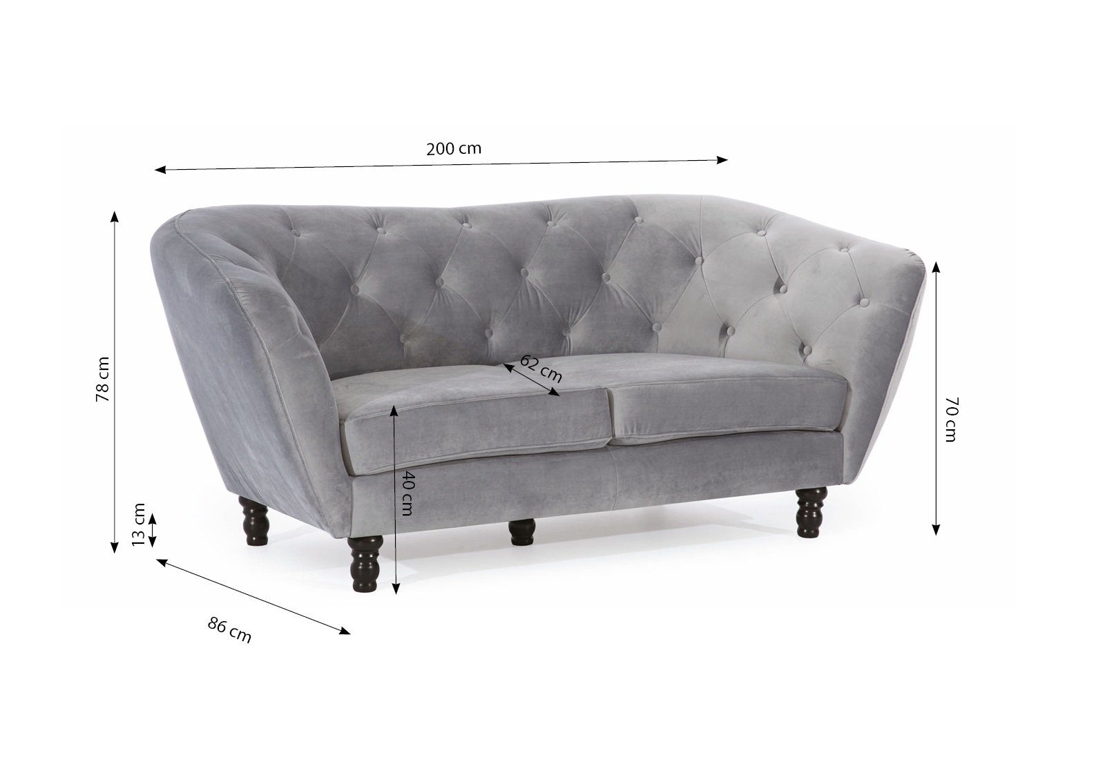 1 Teile Braun Stoff, 2-Sitzer Sofa Möbel Designer-Sofa Sofa Charlotte Fun