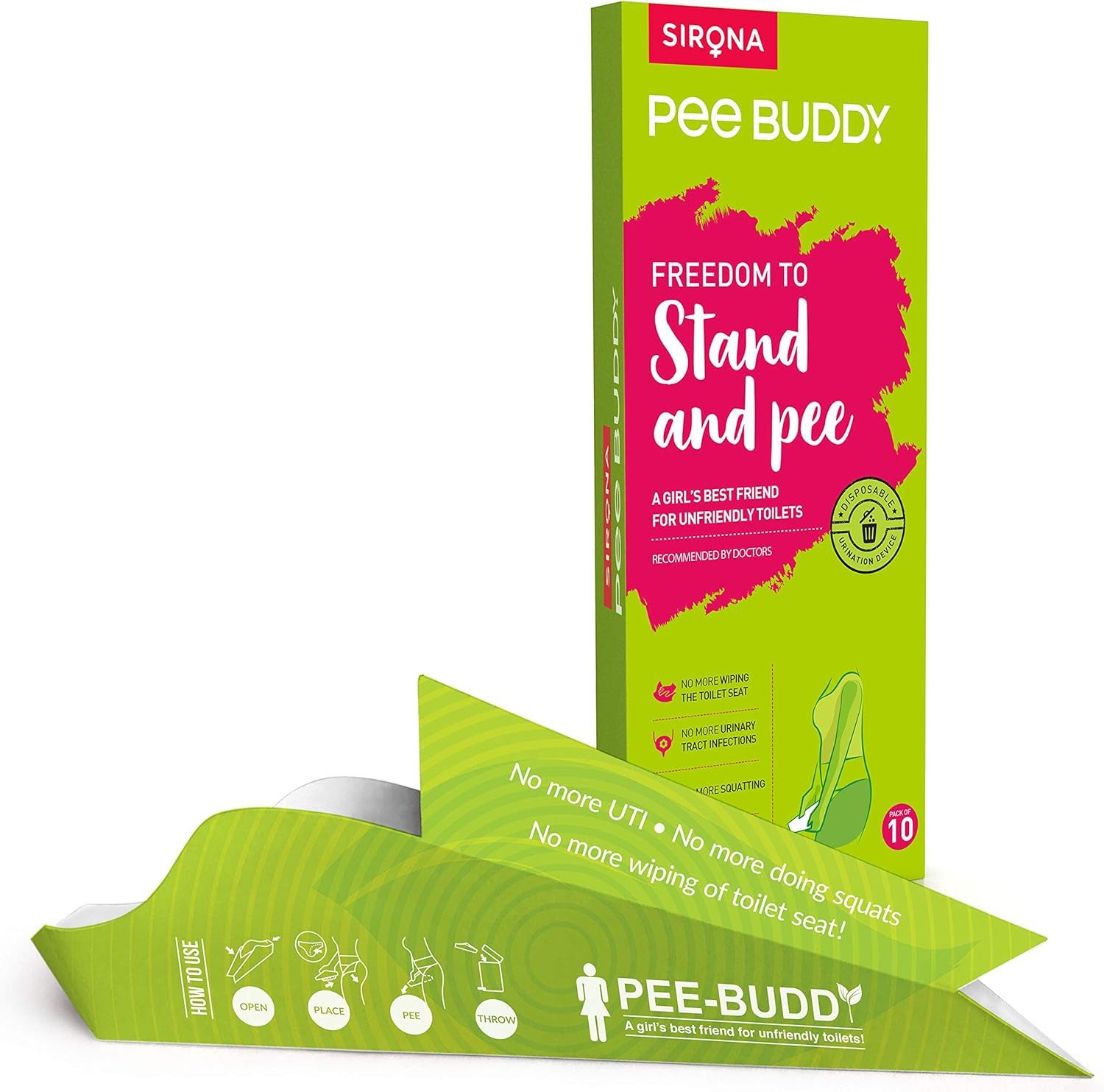 Sirona Urinal Einweg-Uriniertrichter für Frauen – hygienisch & wasserfest, Nicht zutreffend, Abgang Nicht zutreffend, (Einweg-Urinierhilfe-Set für Frauen, 10-tlg., hygienische Einweg-Stand-und-Pinkel-Trichter aus wasserfestem Papier), Auslaufsicher, hygie