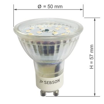 SEBSON LED-Leuchtmittel GU10 LED Lampe 5W dimmbar 3000K 230V Leuchtmittel - 10er Pack