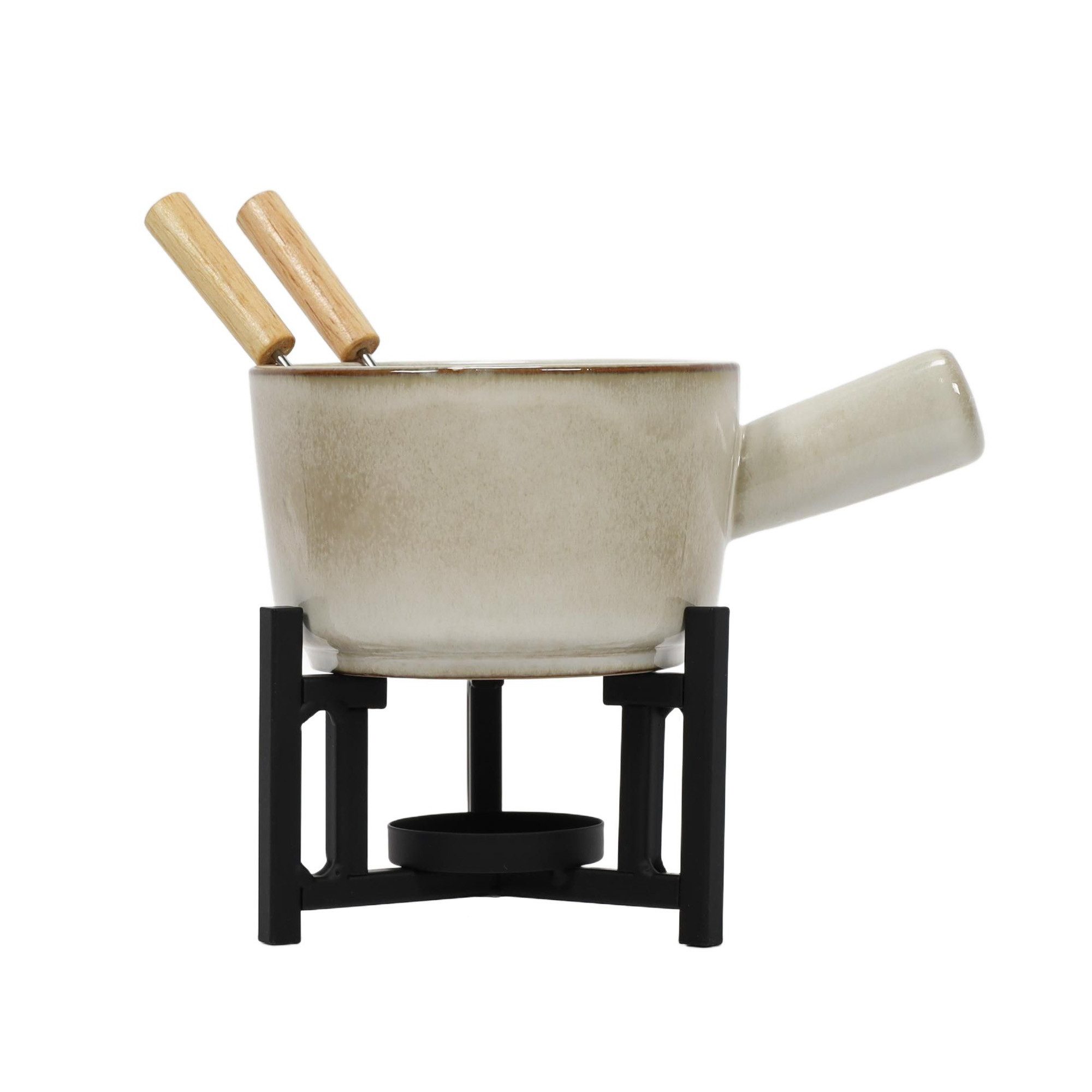 Home & styling collection Fondue Käsefondue-Set, Kasserolle aus Porzellan, 2 Gabeln