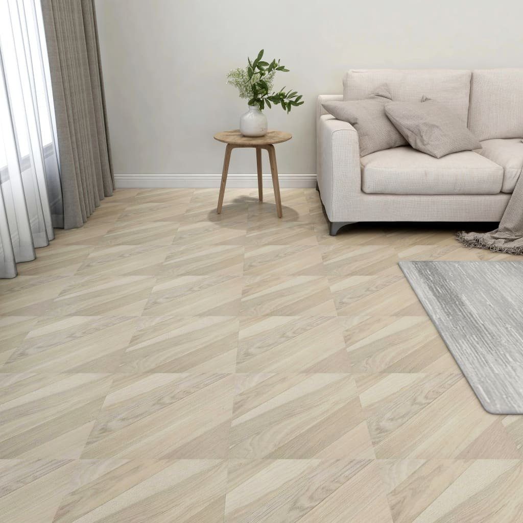 Teppichboden PVC-Fliesen Selbstklebend 55 Stk. 5,11 m² Beige Gestreift, vidaXL