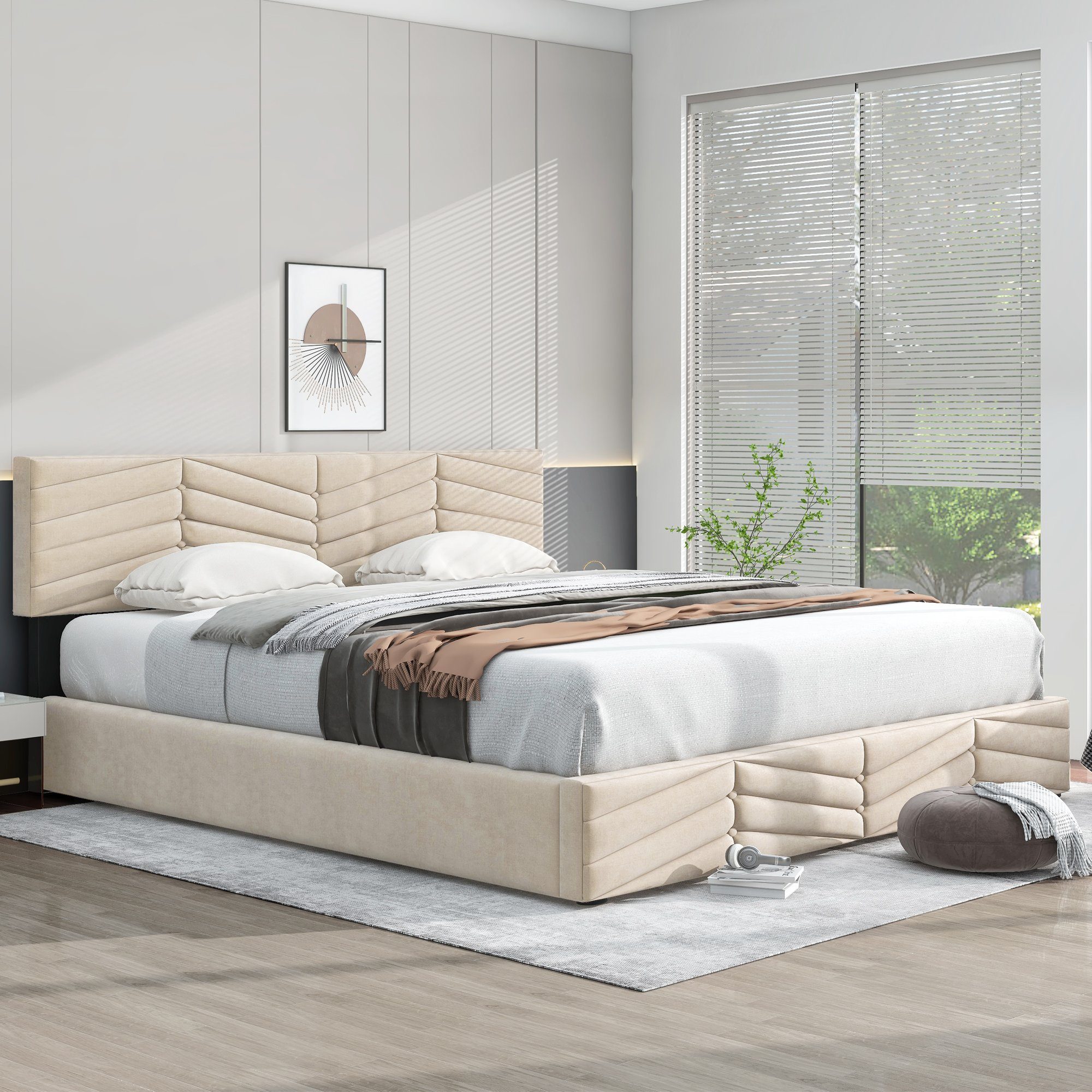 SOFTWEARY Polsterbett (Doppelbett mit Lattenrost und günstig online kaufen